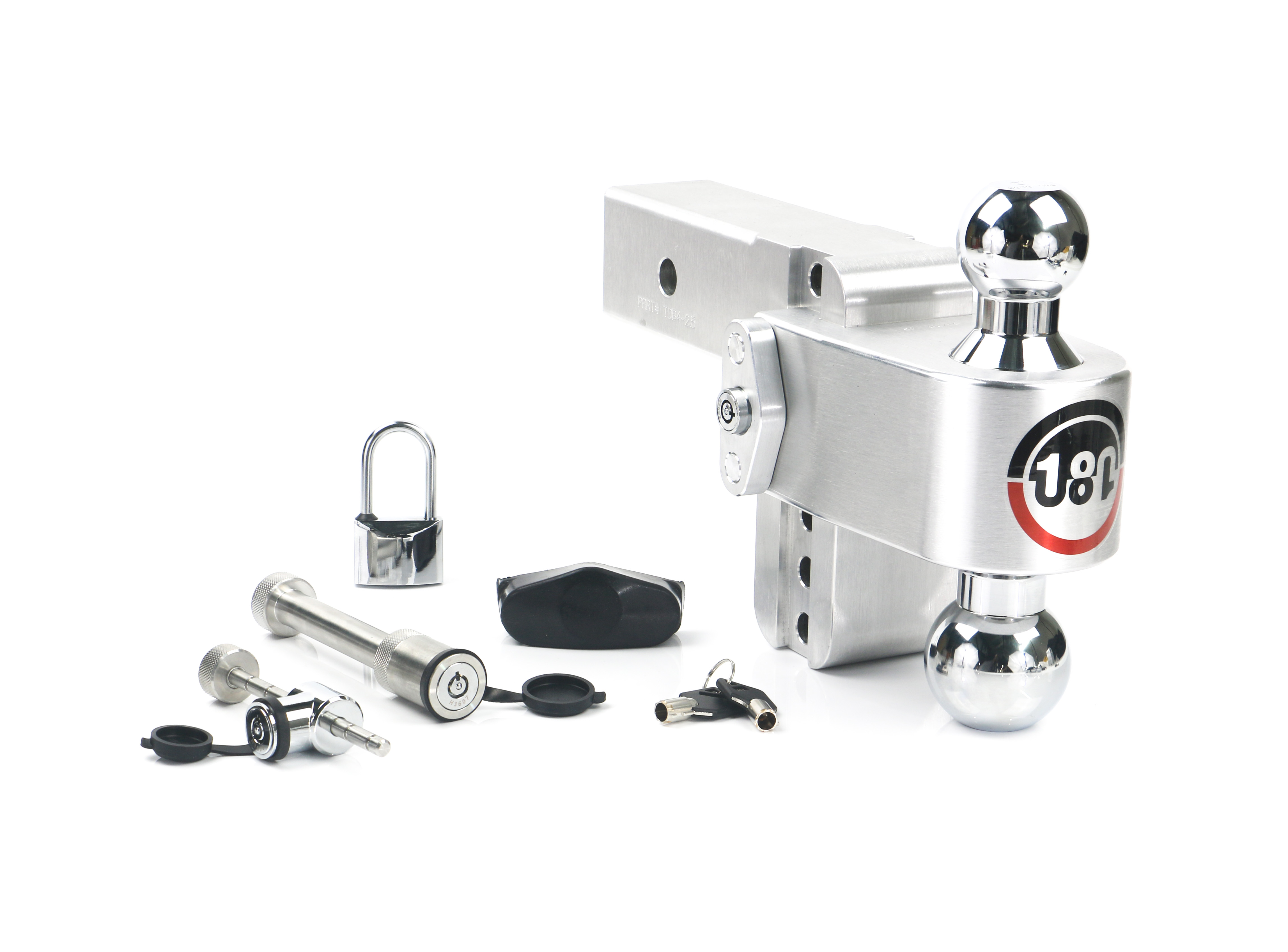Weigh Safe 180 Hitch - Drop Hitch w/Chrome Combo Ball - 4" Drop for 2.5" Shank w/Lock Set CTB4-2.5-SET