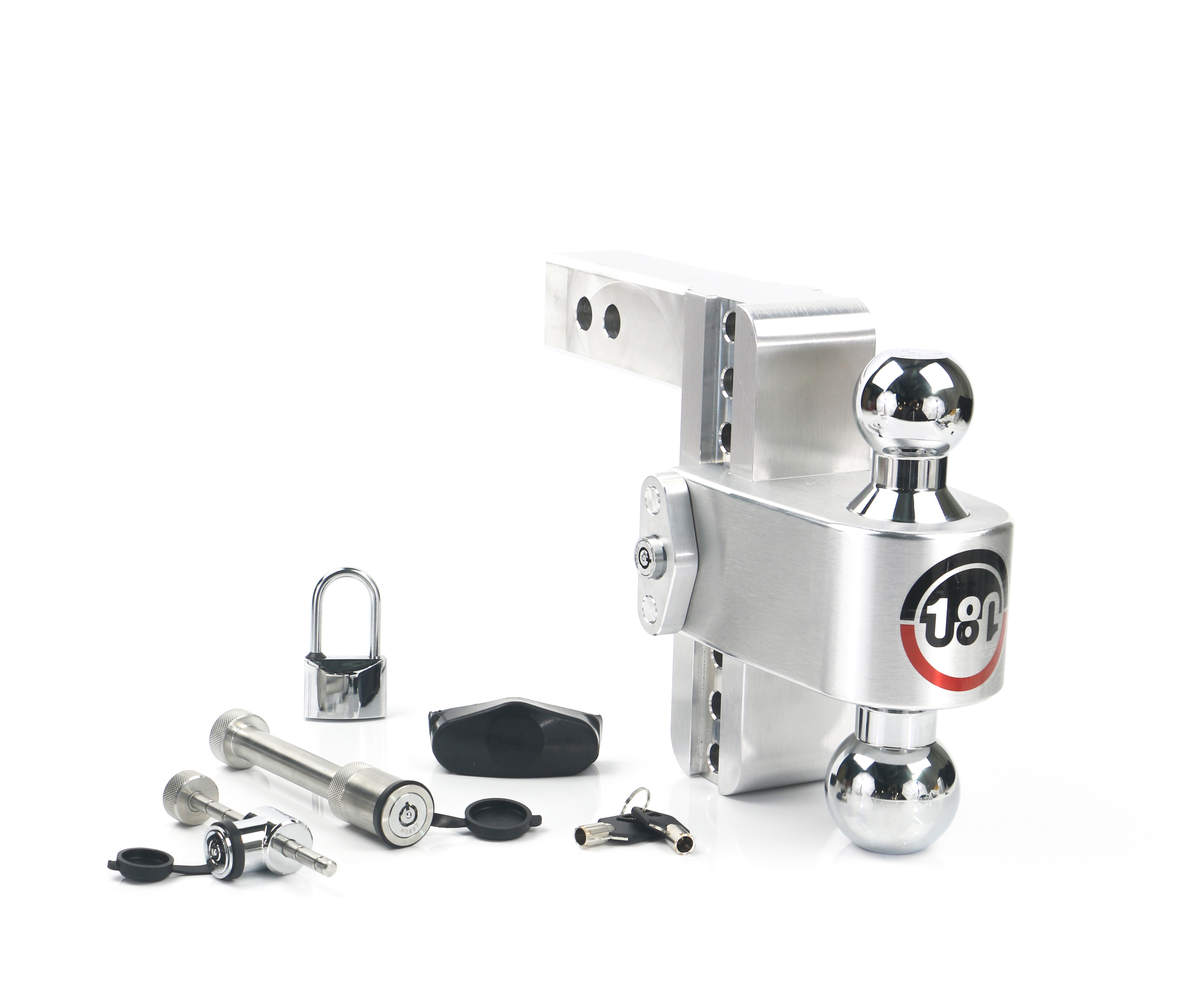 Weigh Safe 180 Hitch - Drop Hitch w/Chrome Combo Ball - 6" Drop for 2" Shank w/Lock Set CTB6-2-SET
