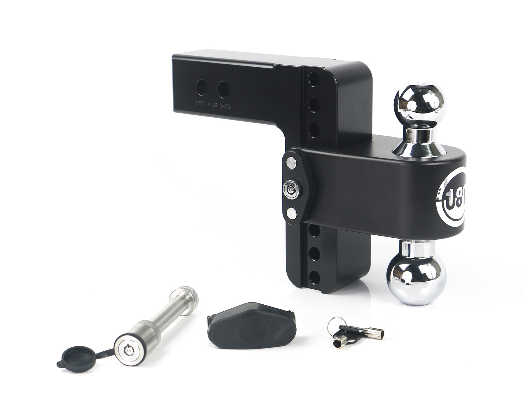 Weigh Safe Black 180 Hitch w/ Chrome Combo Ball - 6" Drop for 2.5" Shank w/Hitch Pin Lock CTB6-2.5-KA-CER-BLA