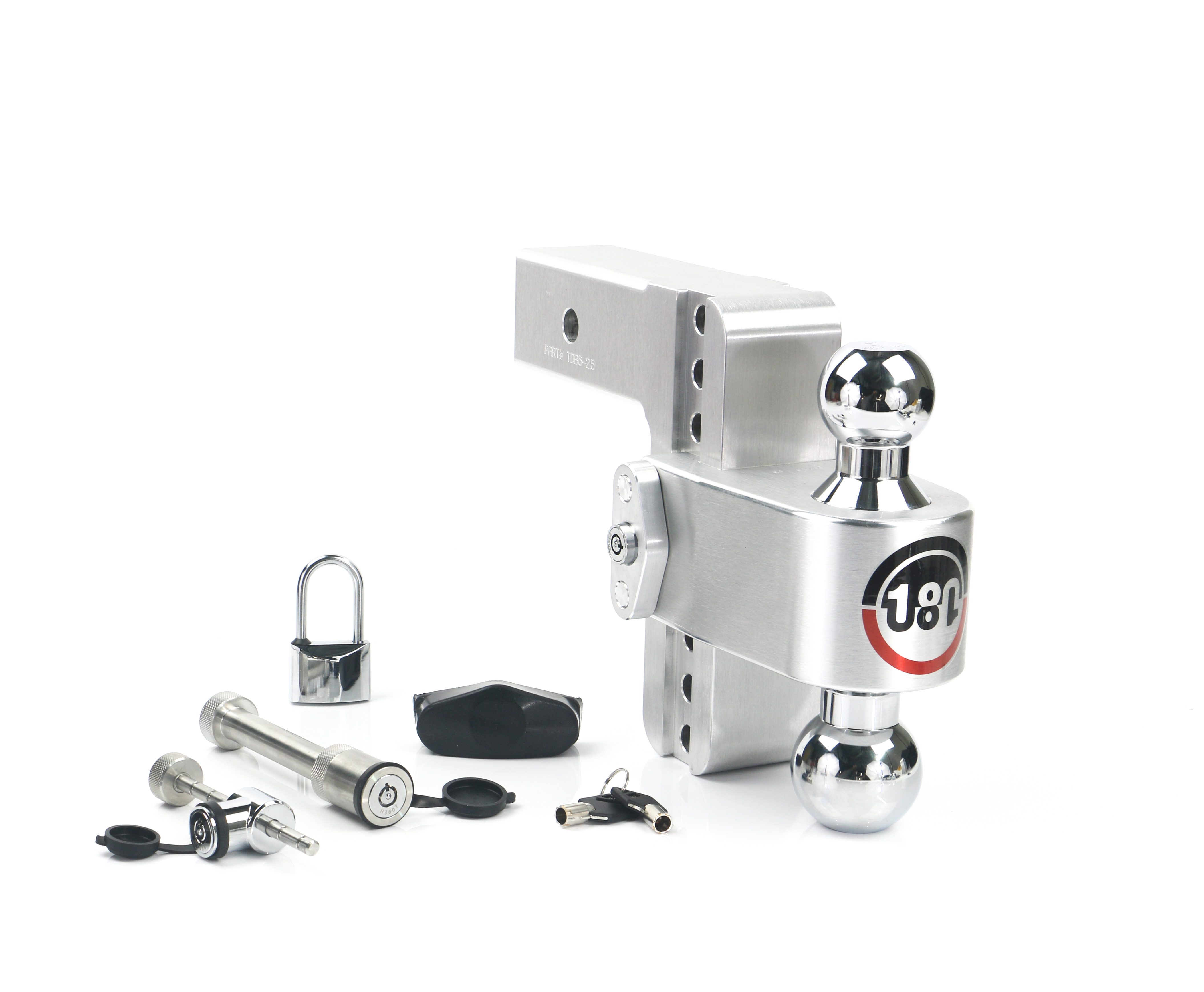 Weigh Safe 180 Hitch - Drop Hitch w/Chrome Combo Ball - 6" Drop for 2.5" Shank w/Lock Set CTB6-2.5-SET