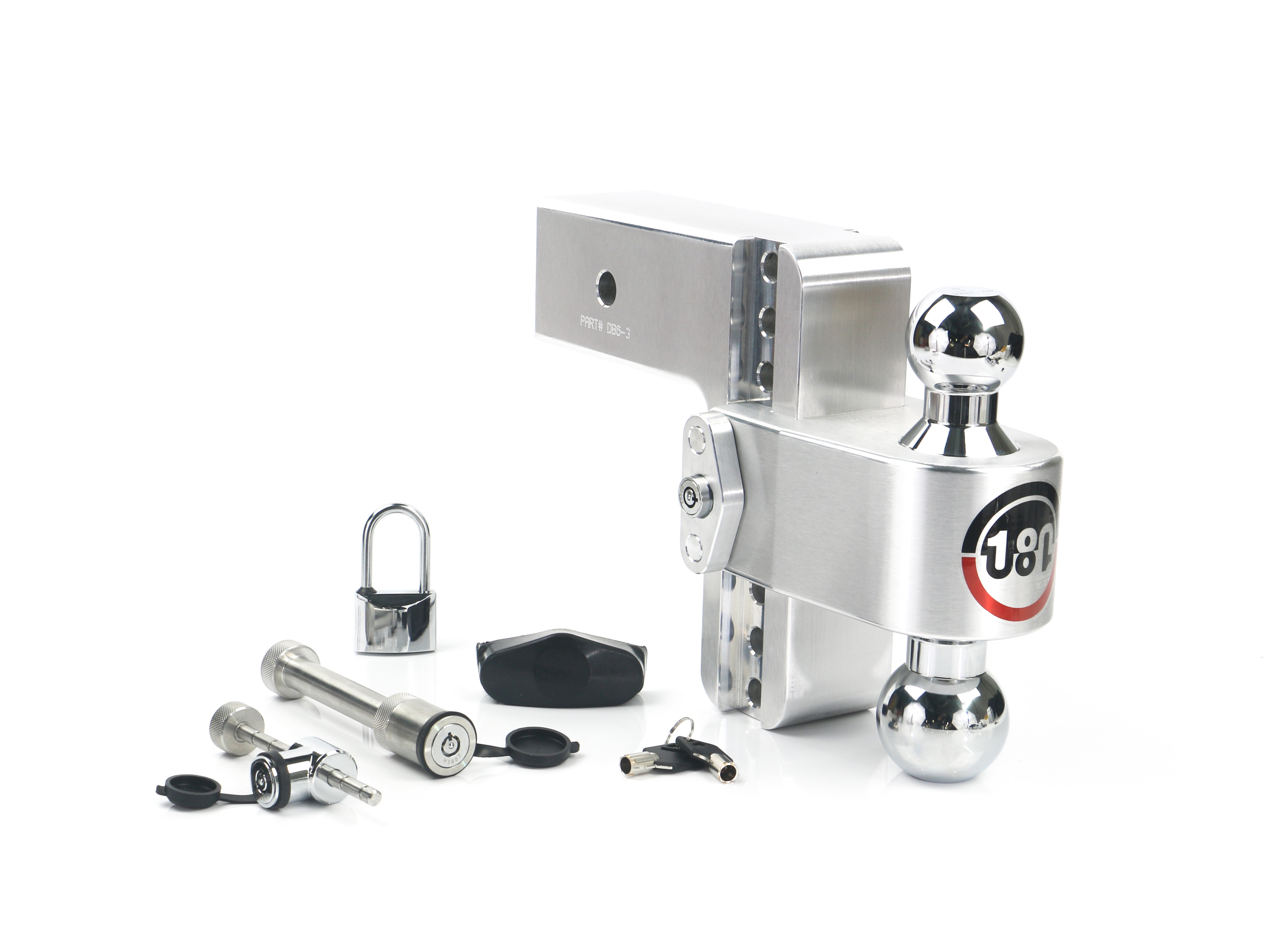 Weigh Safe 180 Hitch - Drop Hitch w/Chrome Combo Ball - 6" Drop for 3" Shank w/Lock Set CTB6-3-SET