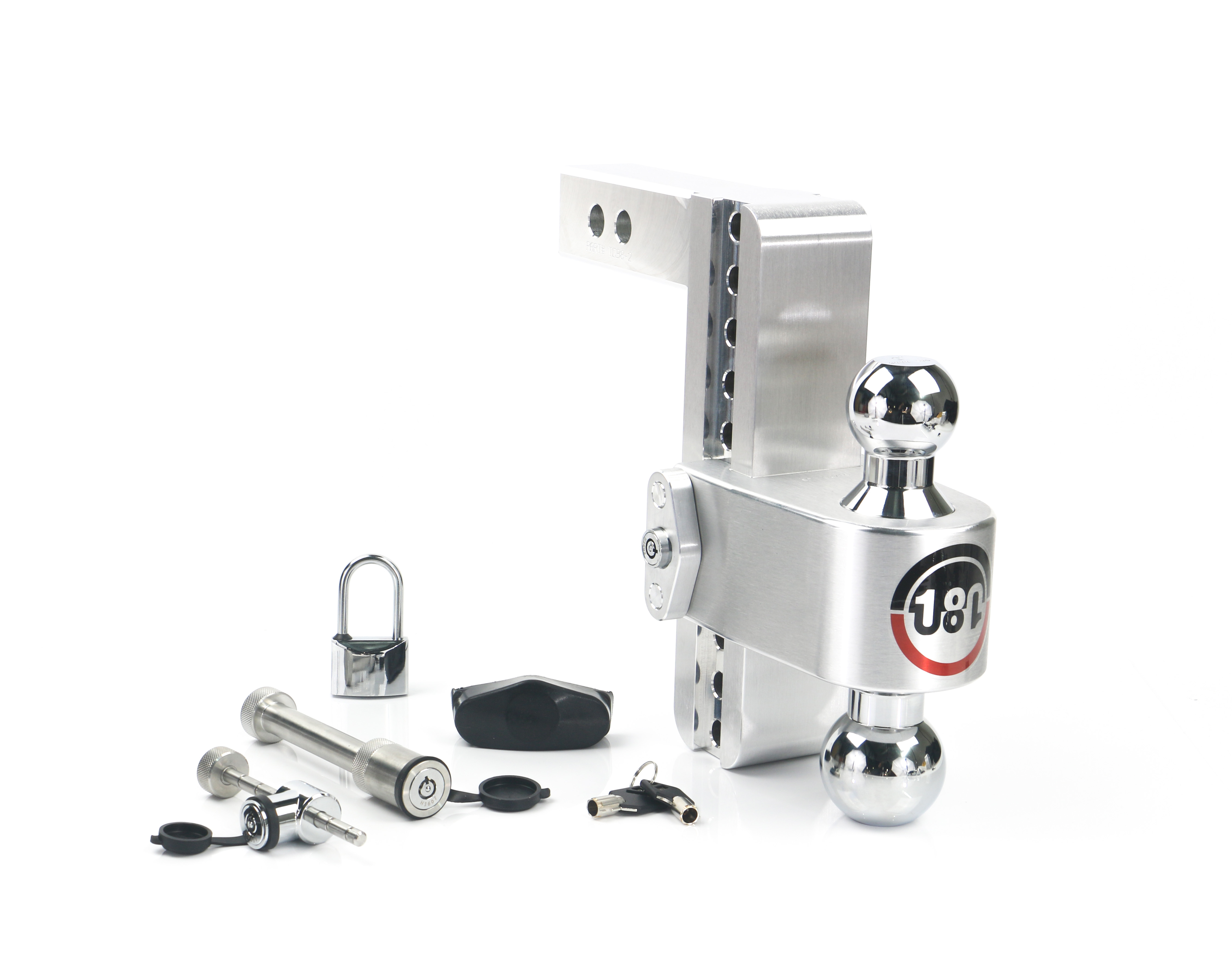 Weigh Safe 180 Hitch - Drop Hitch w/Chrome Combo Ball - 8" Drop for 2" Shank w/Lock Set CTB8-2-SET