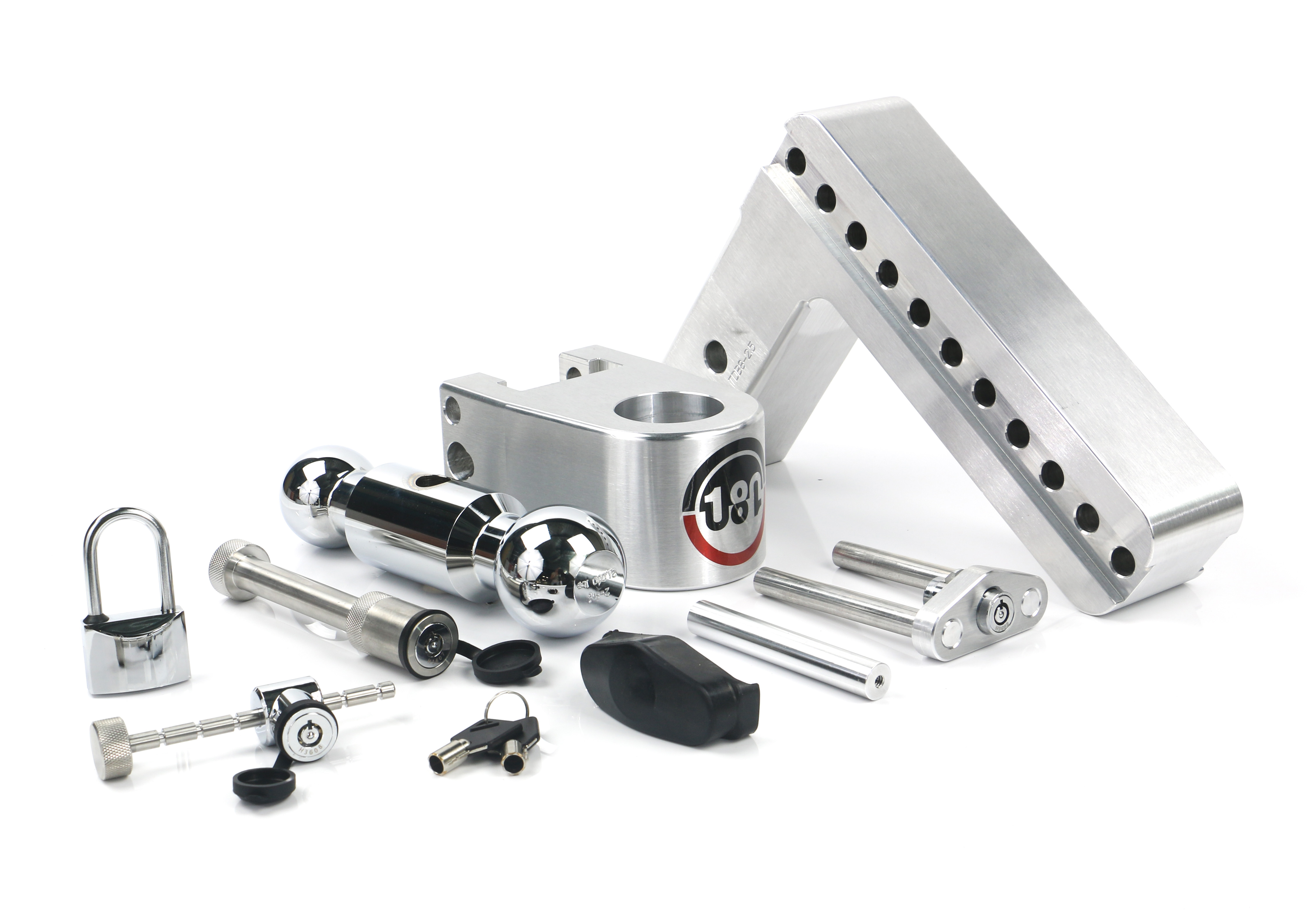Weigh Safe 180 Hitch - Drop Hitch w/Chrome Combo Ball - 8" Drop for 2.5" Shank w/Lock Set CTB8-2.5-SET