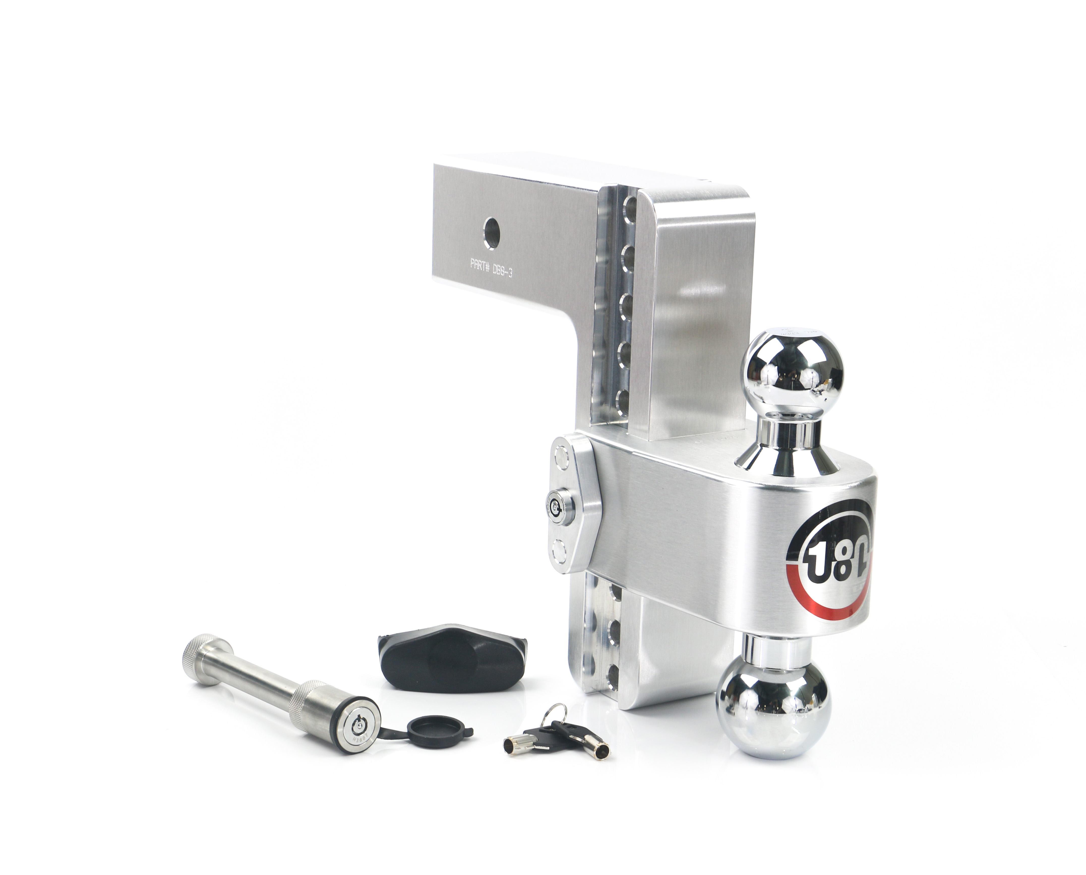 Weigh Safe 180 Hitch - Drop Hitch w/Chrome Combo Ball - 8" Drop for 3" Shank w/Hitch Pin CTB8-3-KA
