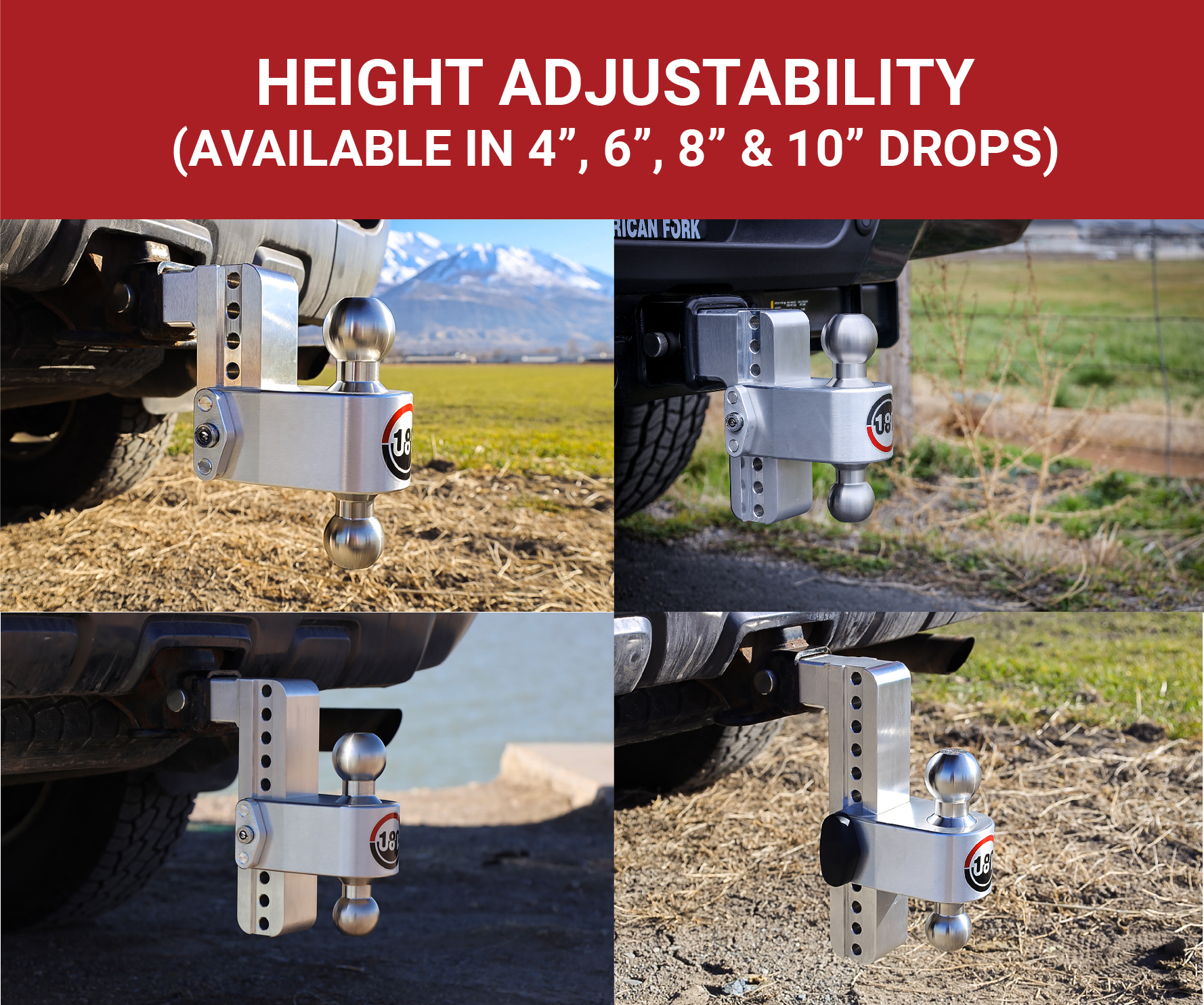 Weigh Safe 180 Hitch - Drop Hitch w/SS Combo Ball - 10" Drop for 2" Shank w/Lock Set LTB10-2-SET