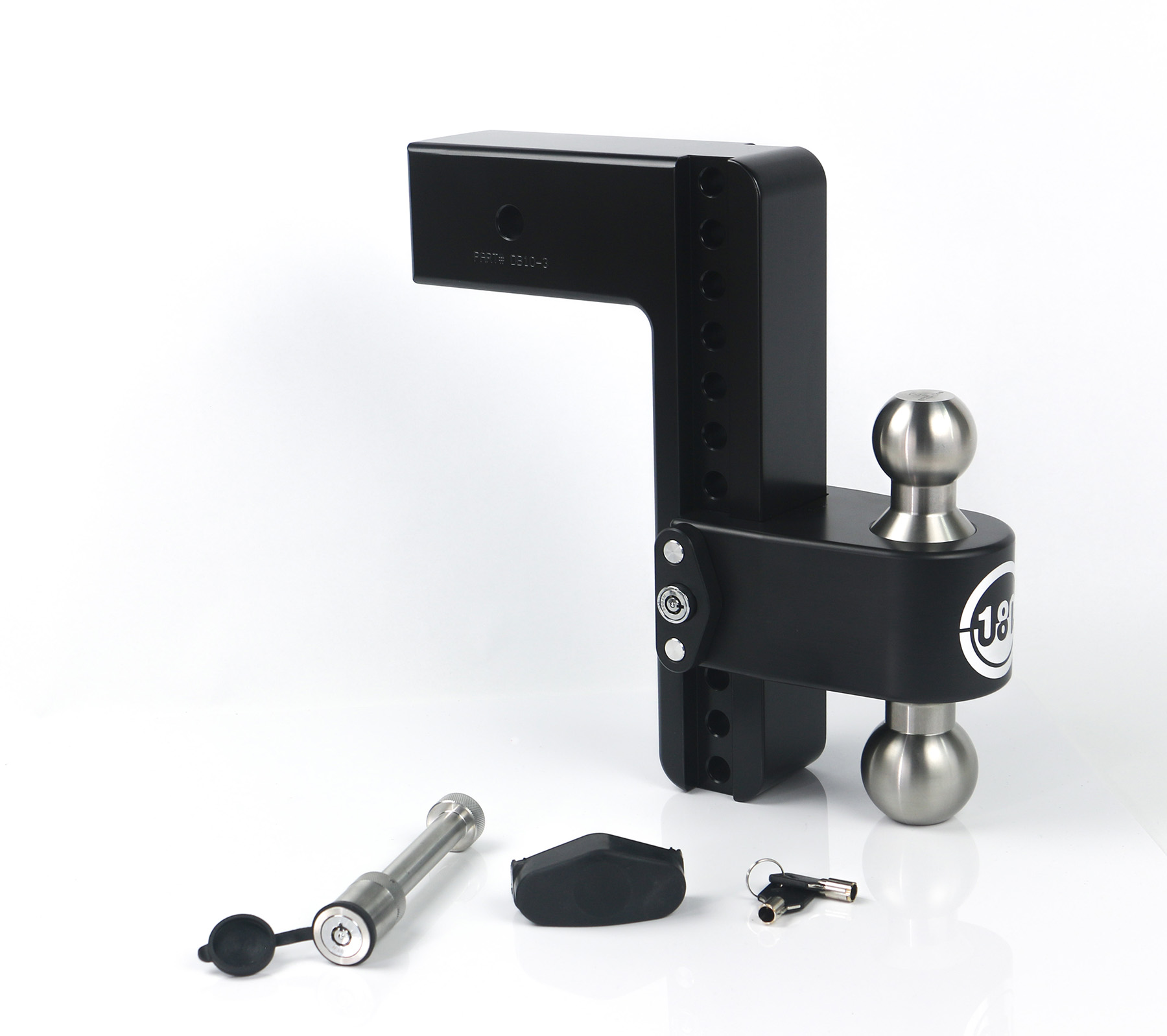 Weigh Safe Black 180 Hitch w/ SS Combo Ball 10" Drop for 3" Shank w/Hitch Pin Lock LTB10-3-KA-CER-BLA