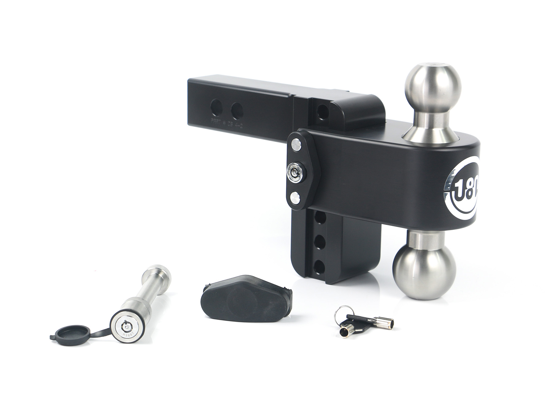 Weigh Safe Black 180 Hitch w/ SS Combo Ball 4" Drop for 2" Shank w/Hitch Pin Lock LTB4-2-KA-CER-BLA
