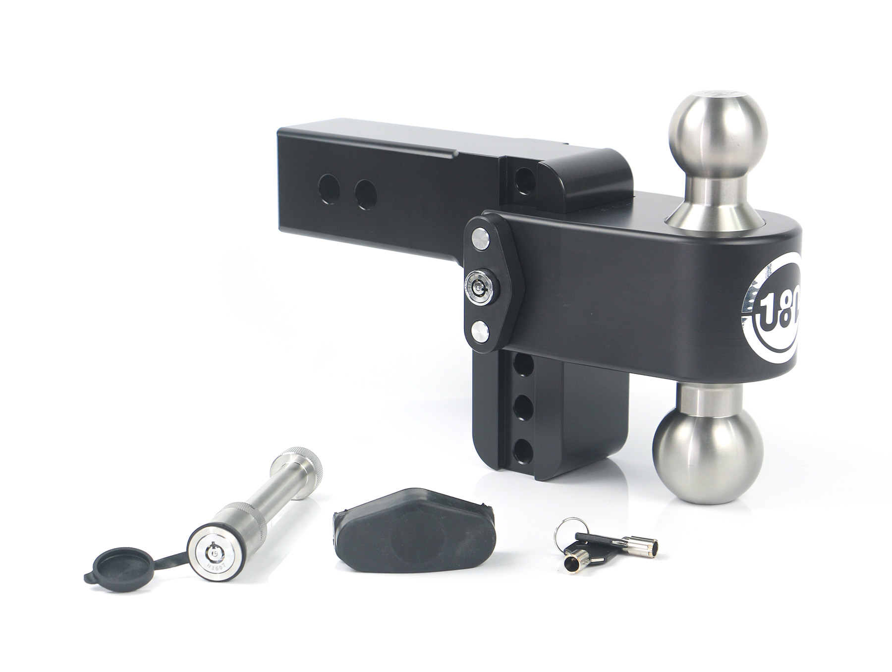 Weigh Safe Black 180 Hitch w/ SS Combo Ball 4" Drop for 2.5" Shank w/Hitch Pin Lock LTB4-2.5-KA-CER-BLA