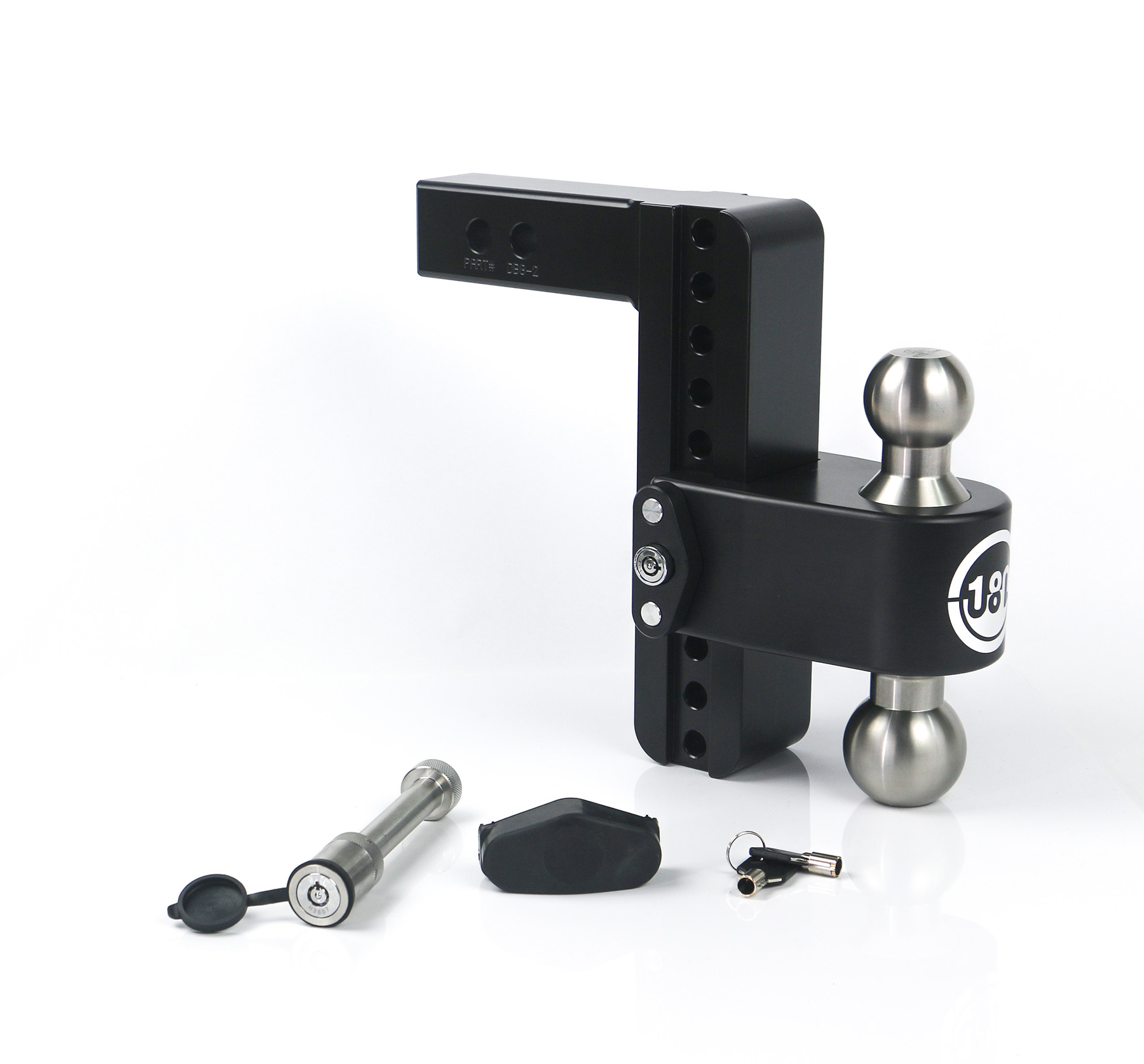 Weigh Safe Black 180 Hitch w/ SS Combo Ball 8" Drop 2" Shank w/Hitch Pin Lock LTB8-2-KA-CER-BLA