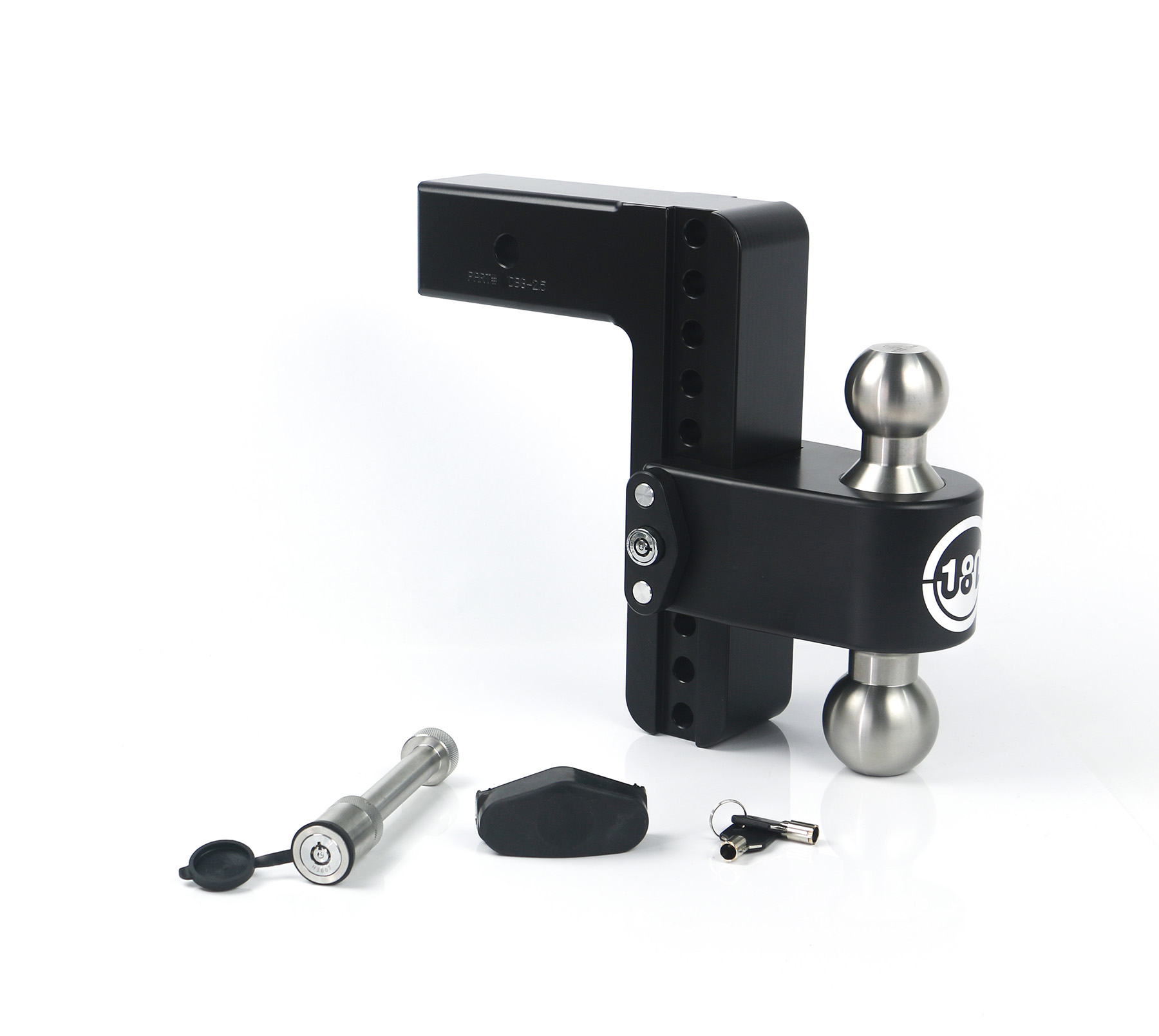 Weigh Safe Black 180 Hitch w/ SS Combo Ball 8" Drop for 2.5" Shank w/Hitch Pin Lock LTB8-2.5-KA-CER-BLA