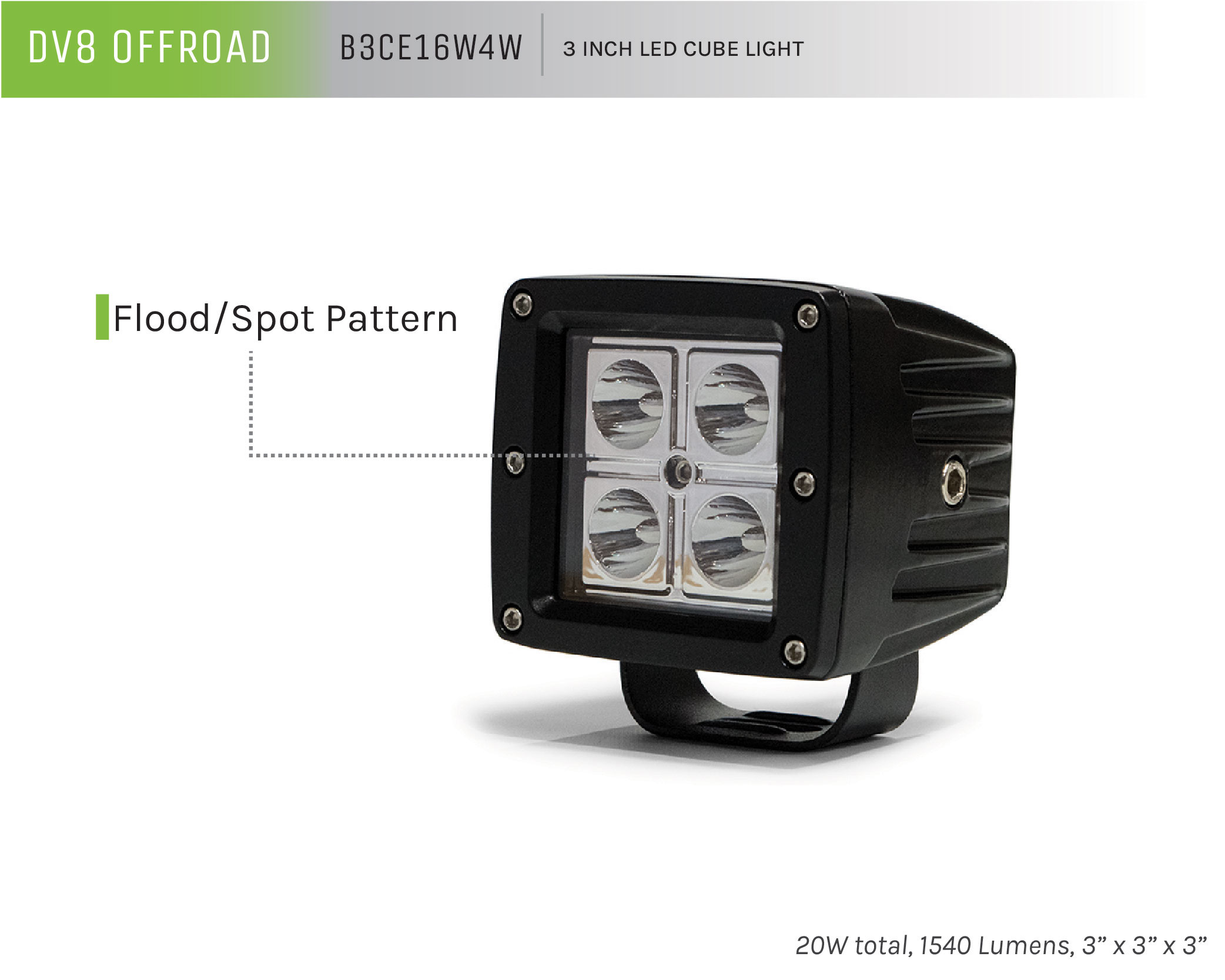 DV8 Offroad 3 in. Cube LED Light B3CE16W4W