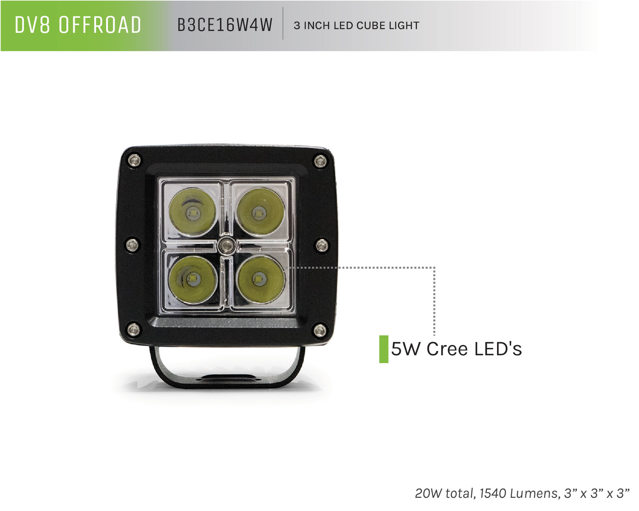 DV8 Offroad 3 in. Cube LED Light B3CE16W4W
