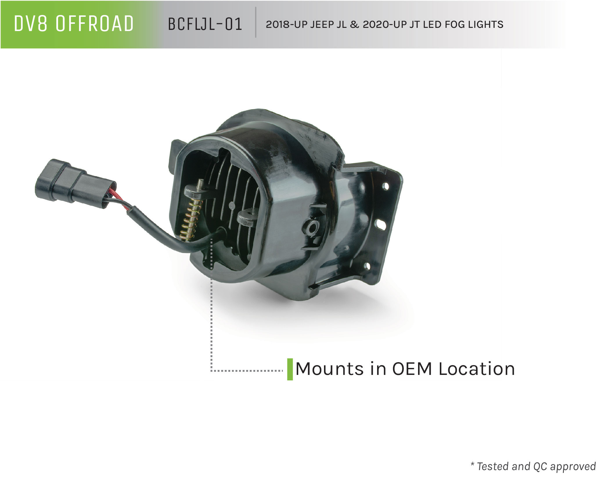 DV8 Offroad LED Fog Light With 2 Brackets BCFLJL-01