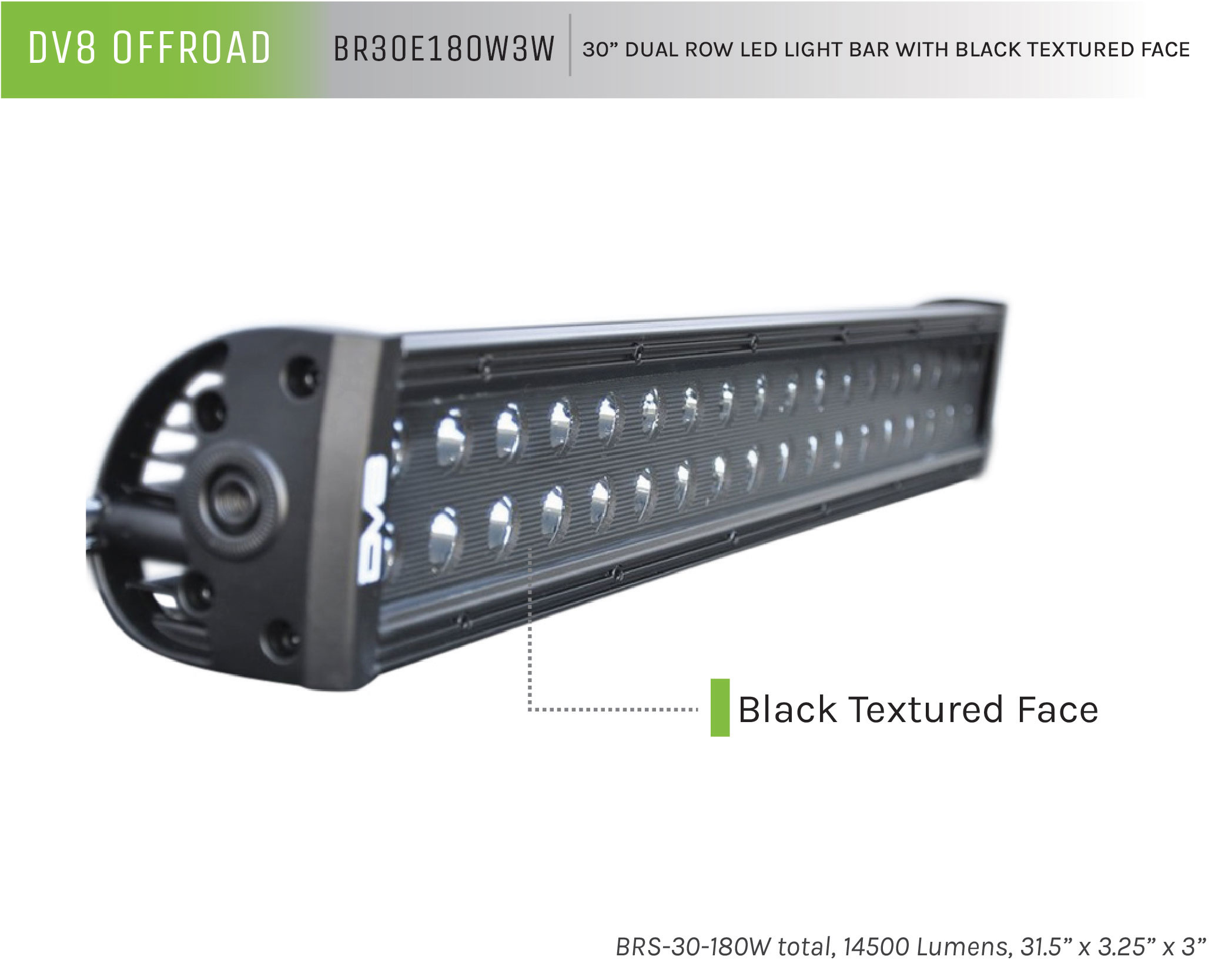DV8 Offroad 30 in. Dual Row LED Light Bar; Black Face BR30E180W3W