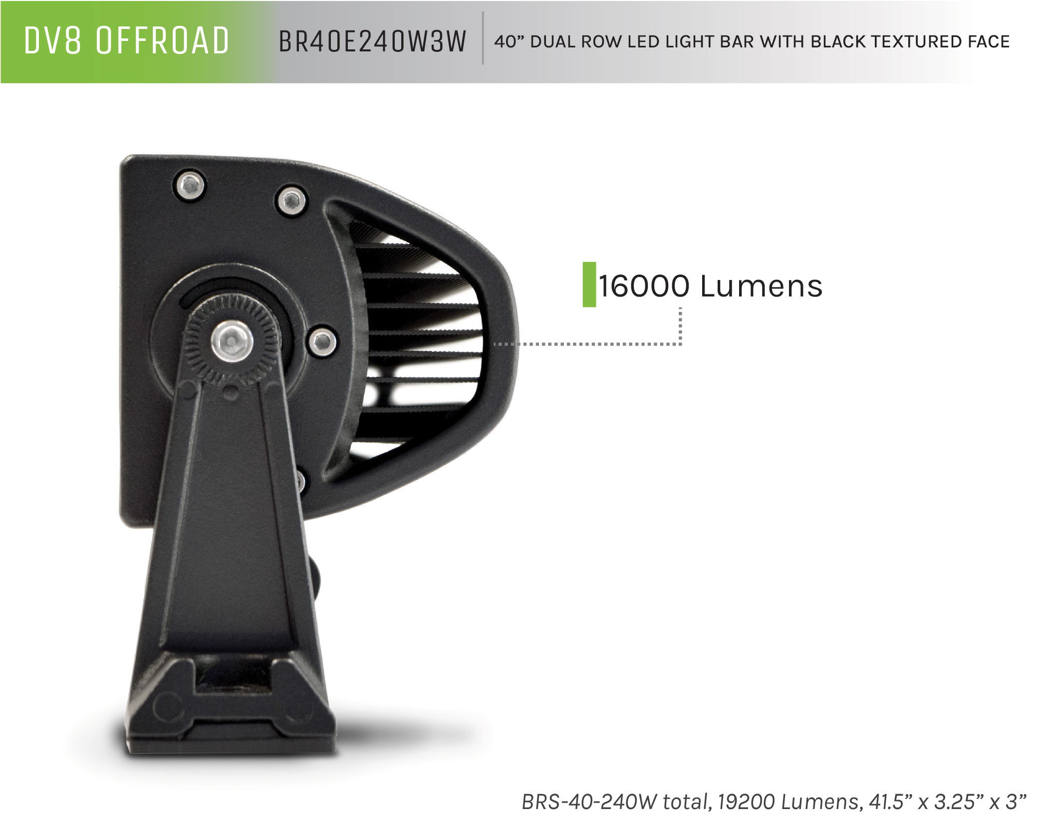 DV8 Offroad 40 in. Dual Row LED Light Bar; Black Face BR40E240W3W