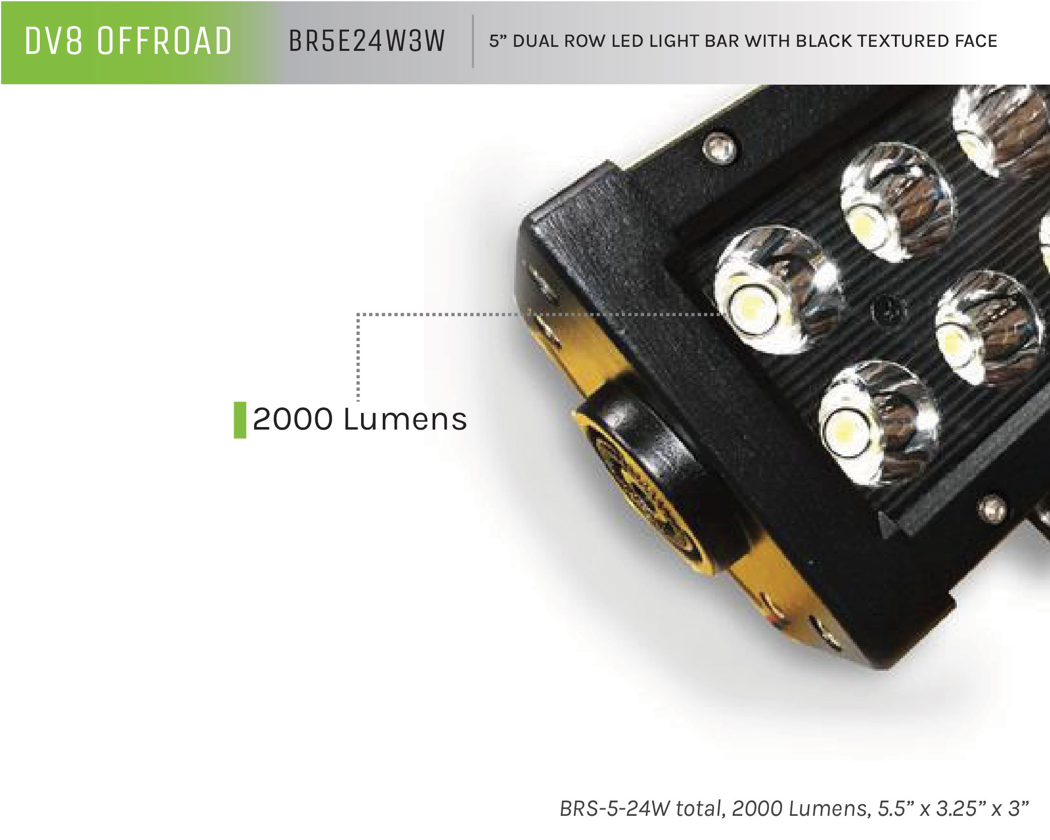 DV8 Offroad 5 in. Dual Row LED Light Bar; Black Face BR5E24W3W