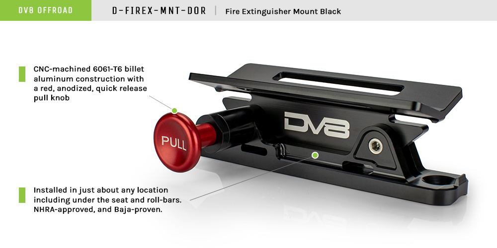 DV8 Offroad Fire Extinguisher Mount; Black D-FIREX-MNT-DOR