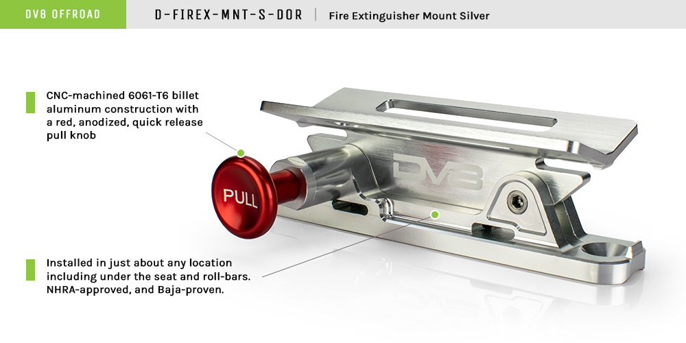 DV8 Offroad Fire Extinguisher Mount; Silver D-FIREX-MNT-S-DOR