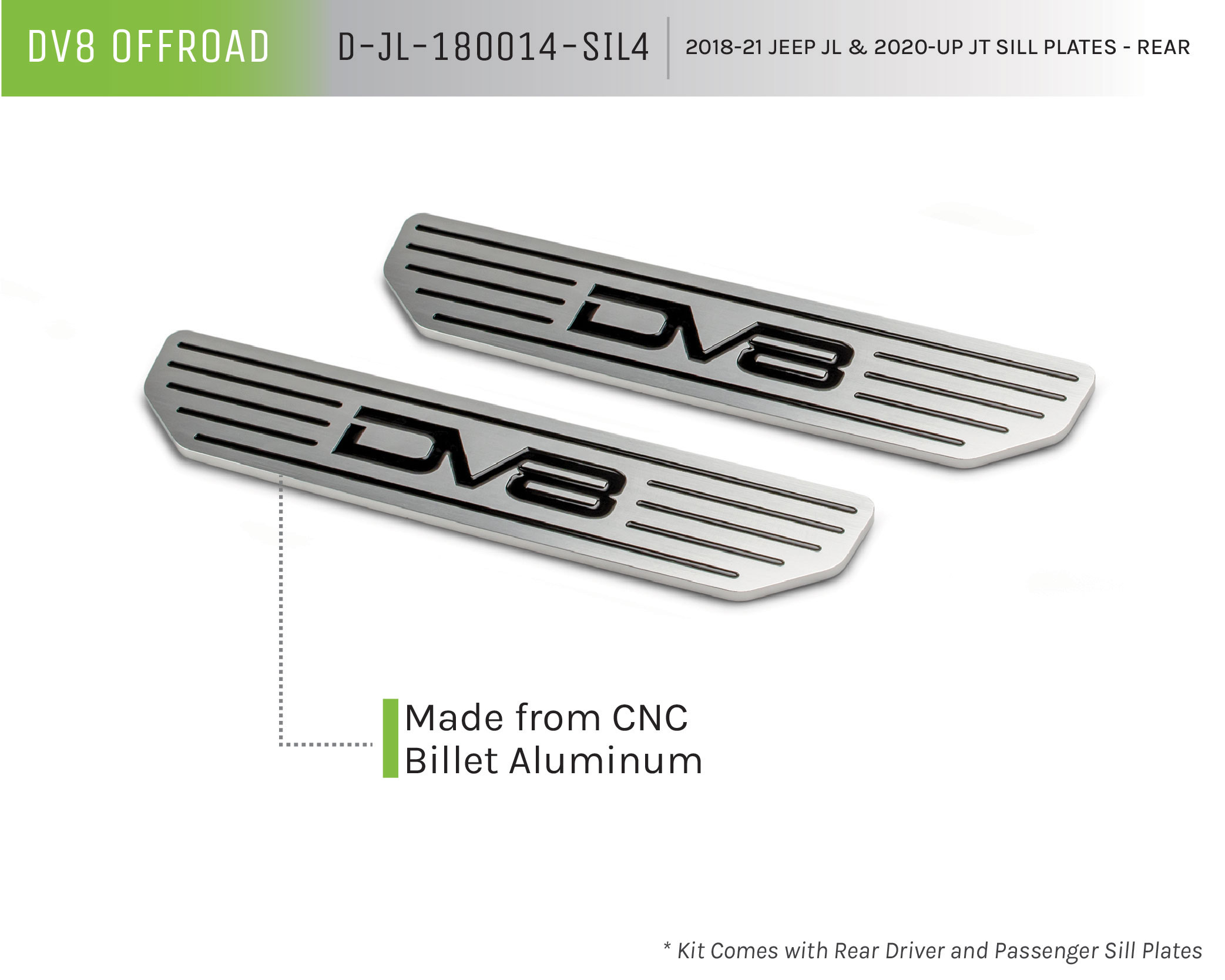 DV8 Offroad Rear Sill Plates with DV8 Logo D-JL-180014-SIL4