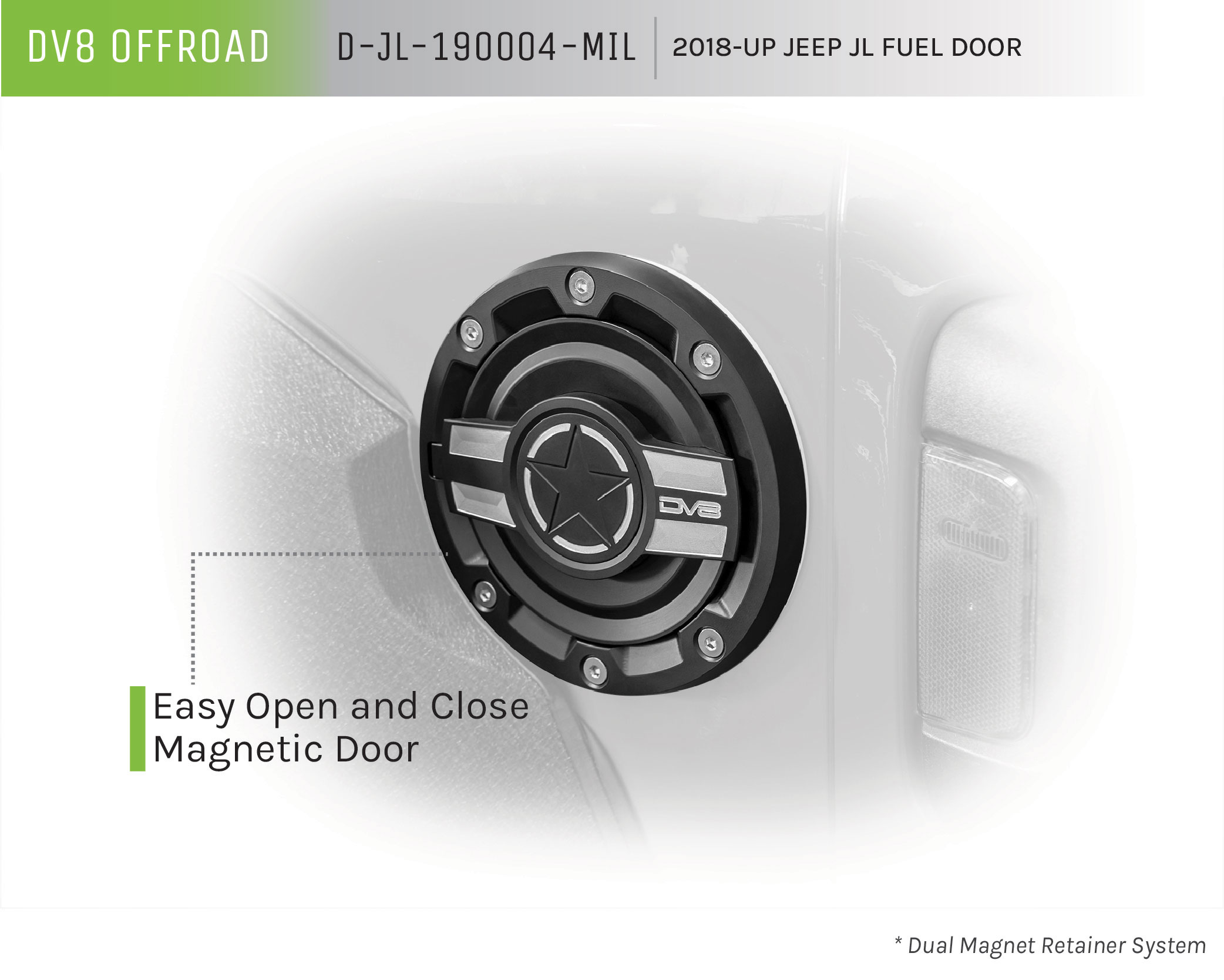 DV8 Offroad Fuel Door D-JL-190004-MIL