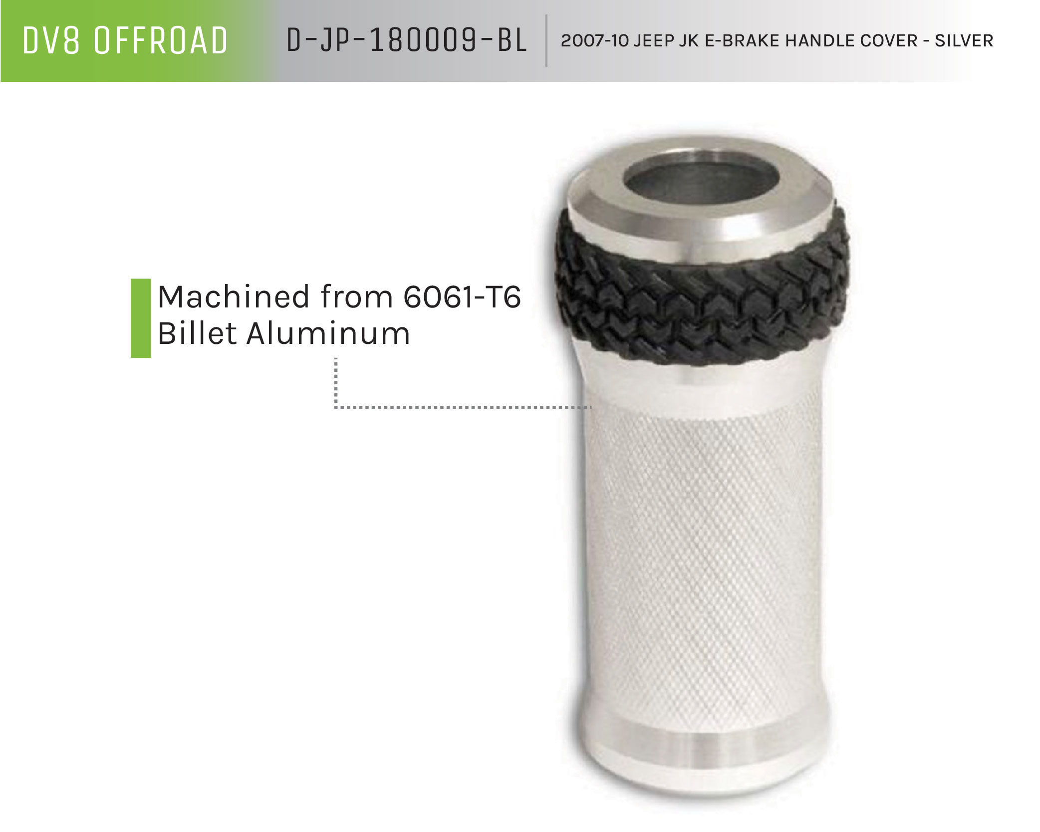 DV8 Offroad E-Brake Handle Cover; Silver D-JP-180009-BL