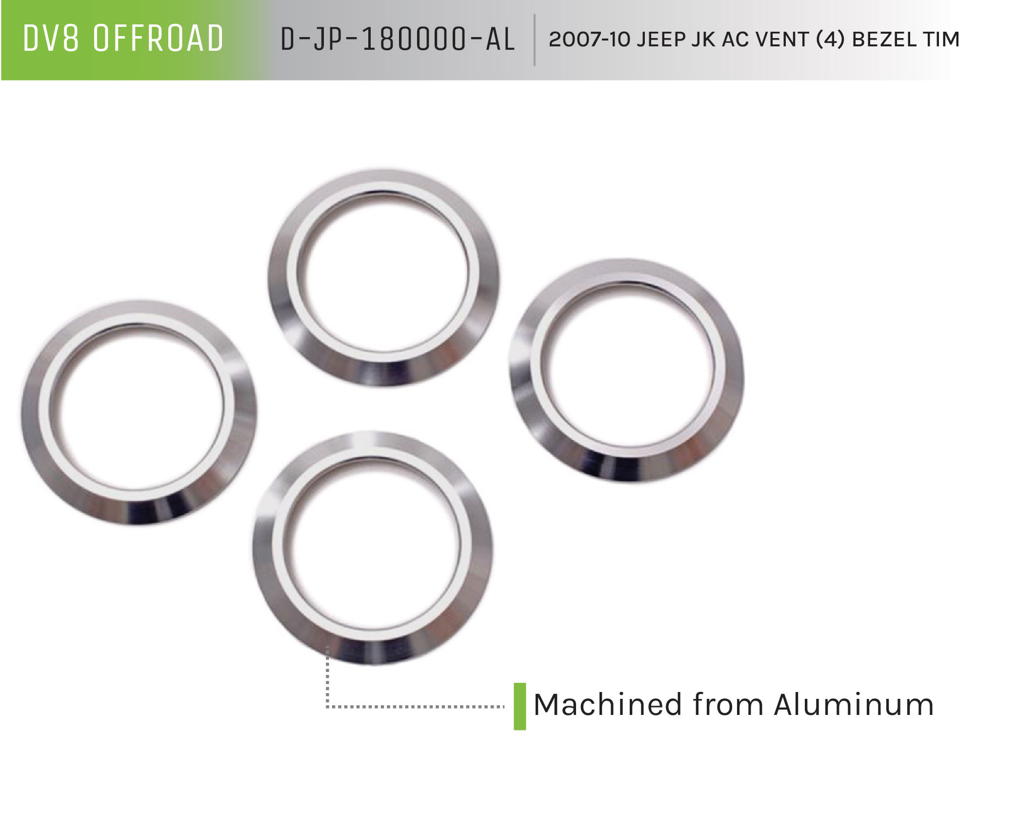 DV8 Offroad Ac Vent Bezel Trim; 4-Pieces. D-JP-180000-AL