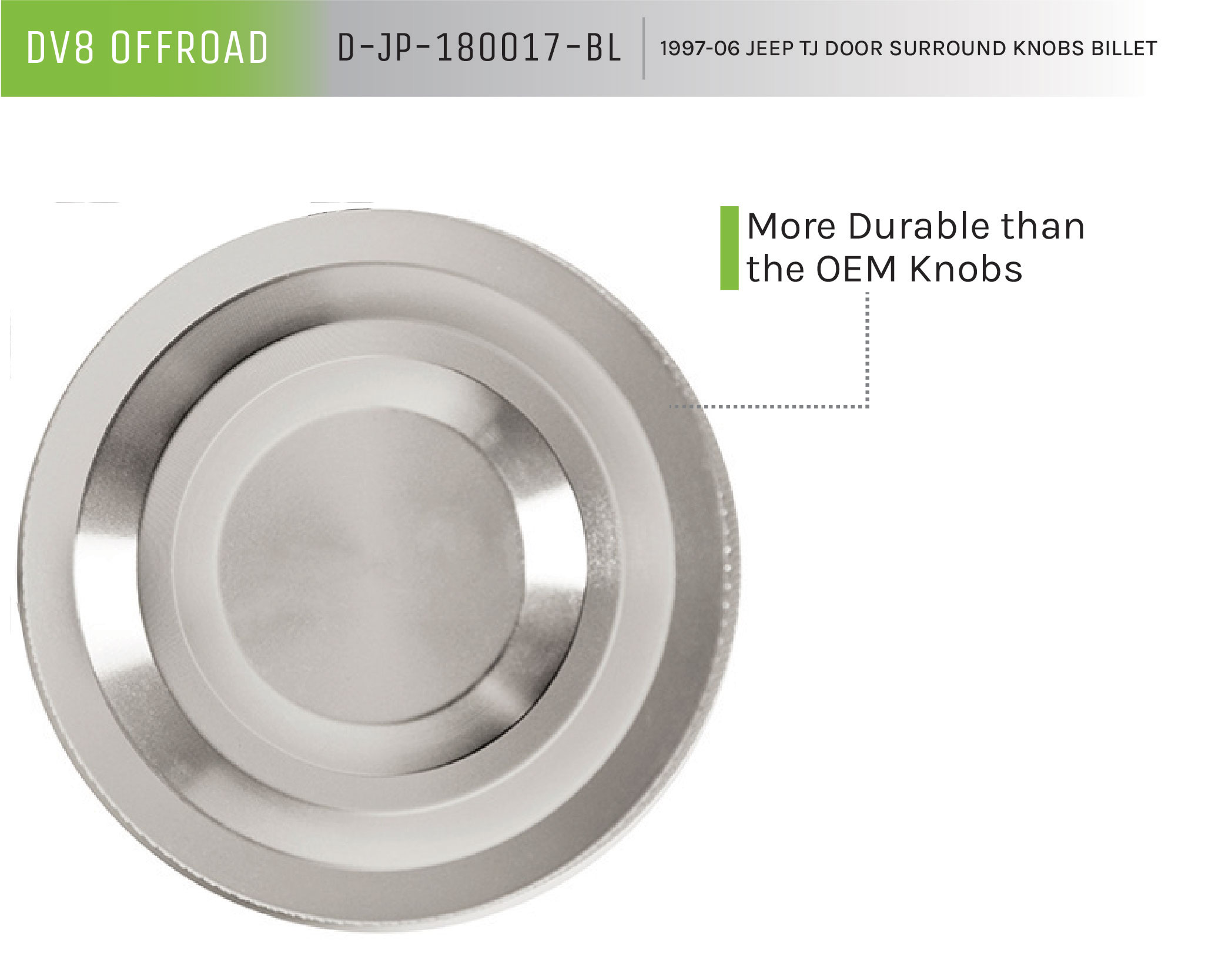 DV8 Offroad Door Surround Knobs; Billet; Sold as Set D-JP-180017-BL