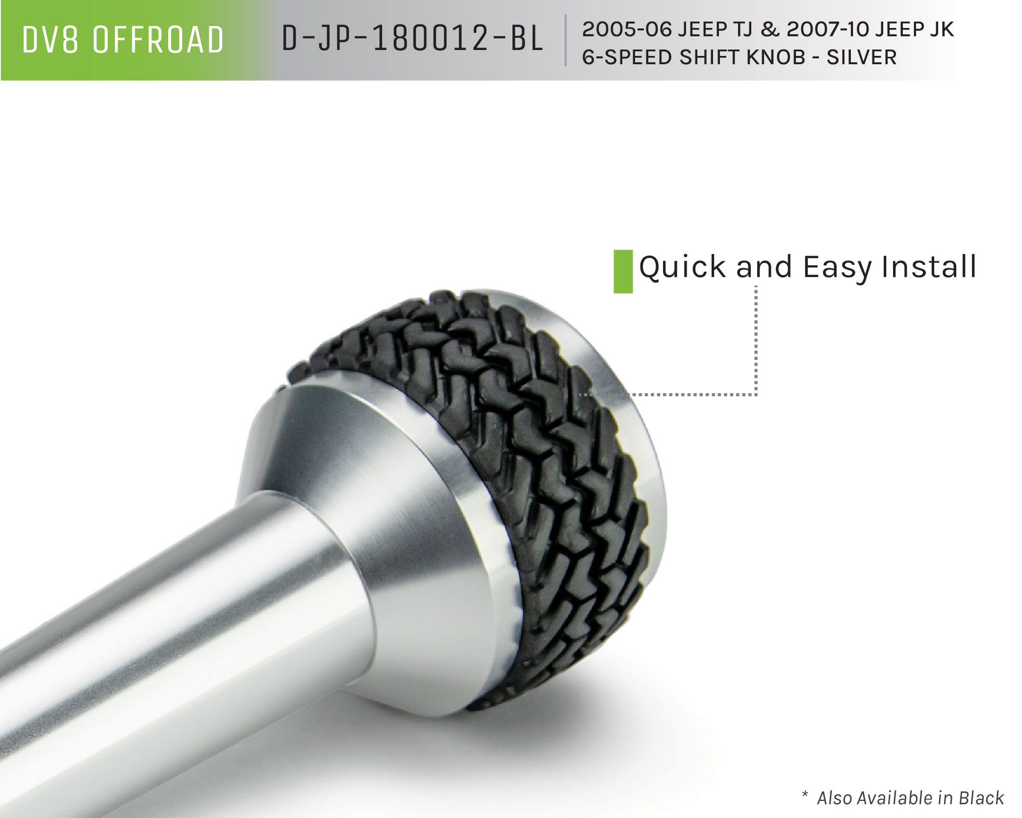 DV8 Offroad 6-Speed Shift Knob; Silver D-JP-180012-BL