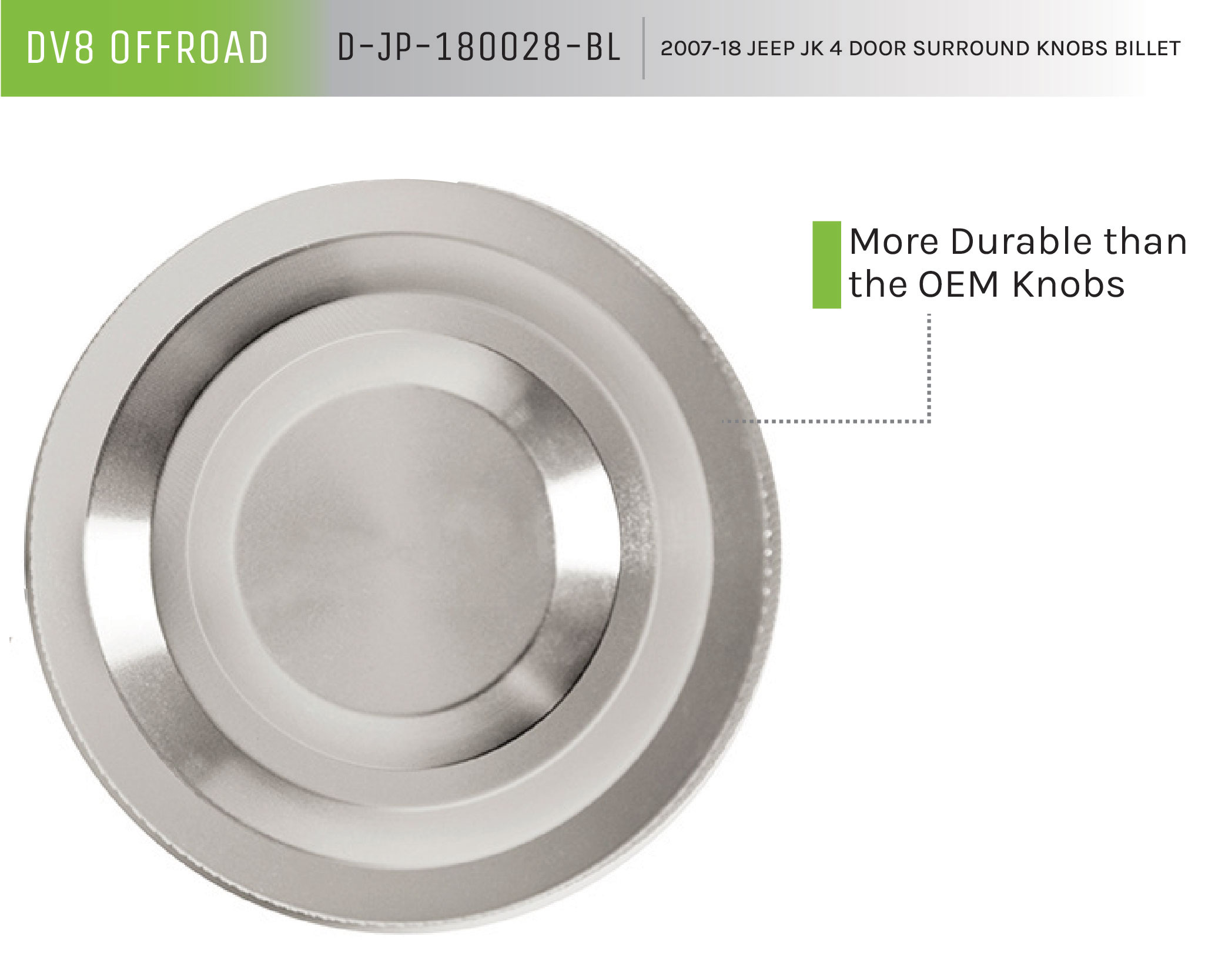 DV8 Offroad Door Surround Knobs; Billet D-JP-180028-BL
