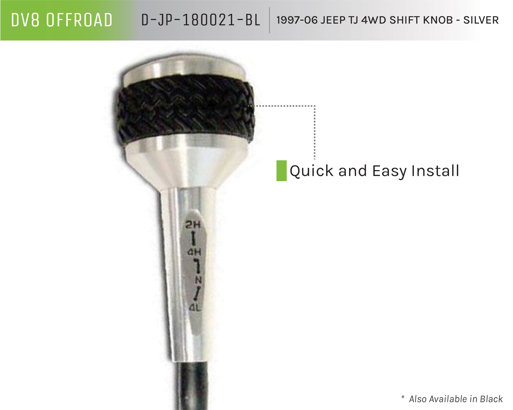 DV8 Offroad 4WD Shift Knob; Silver D-JP-180021-BL