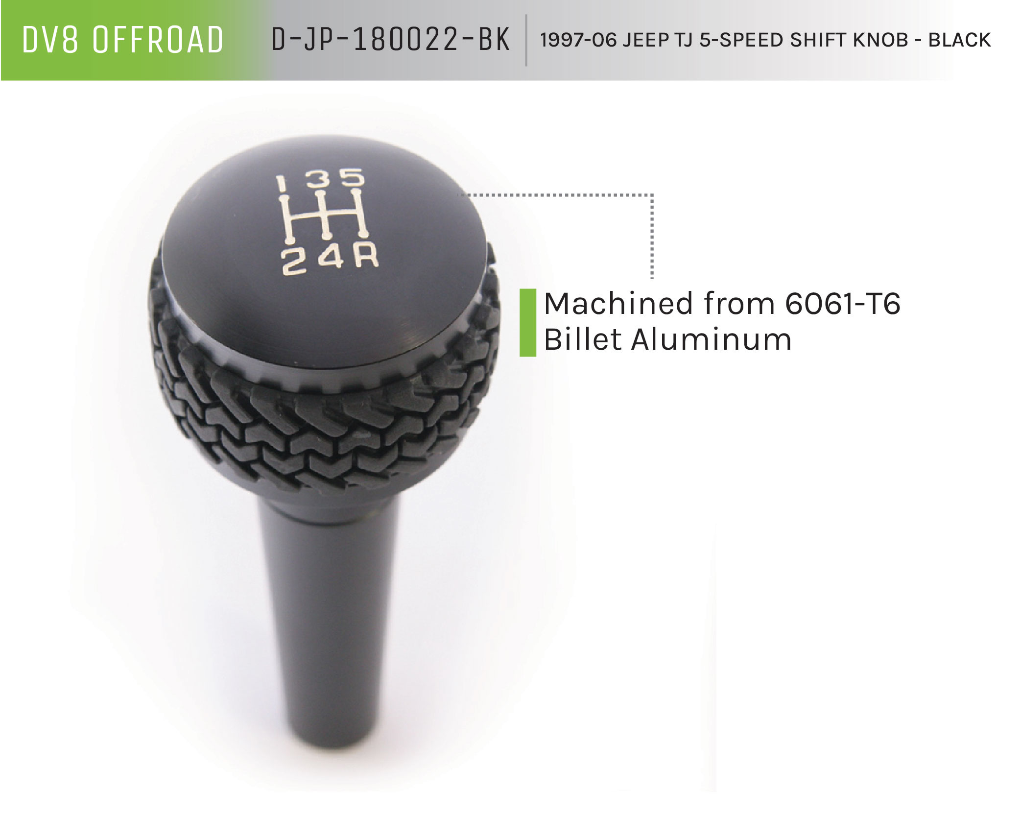 DV8 Offroad 5-Speed Shift Knob; Black D-JP-180022-BK