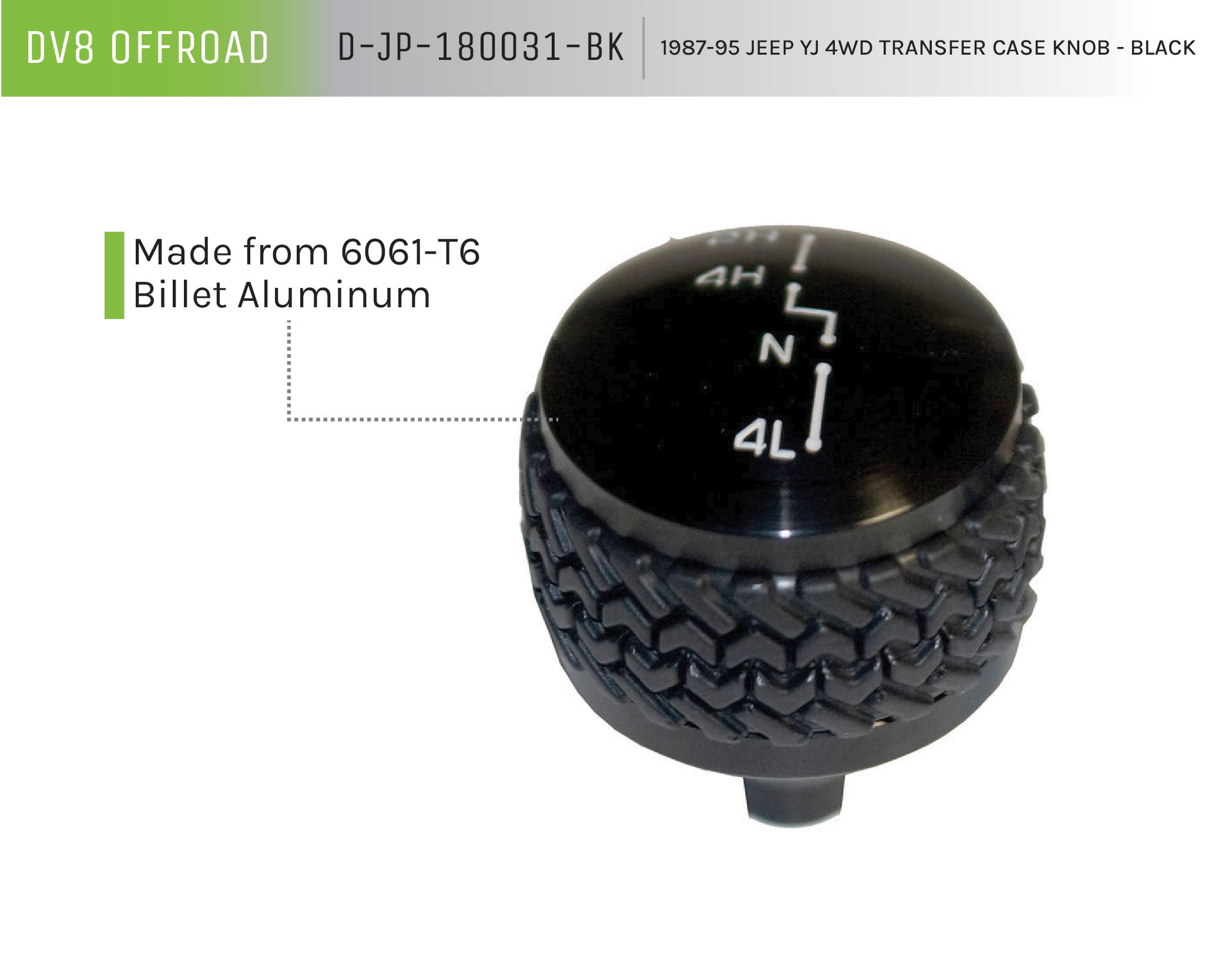 DV8 Offroad 4WD Transfer Case Knob; Black D-JP-180031-BK