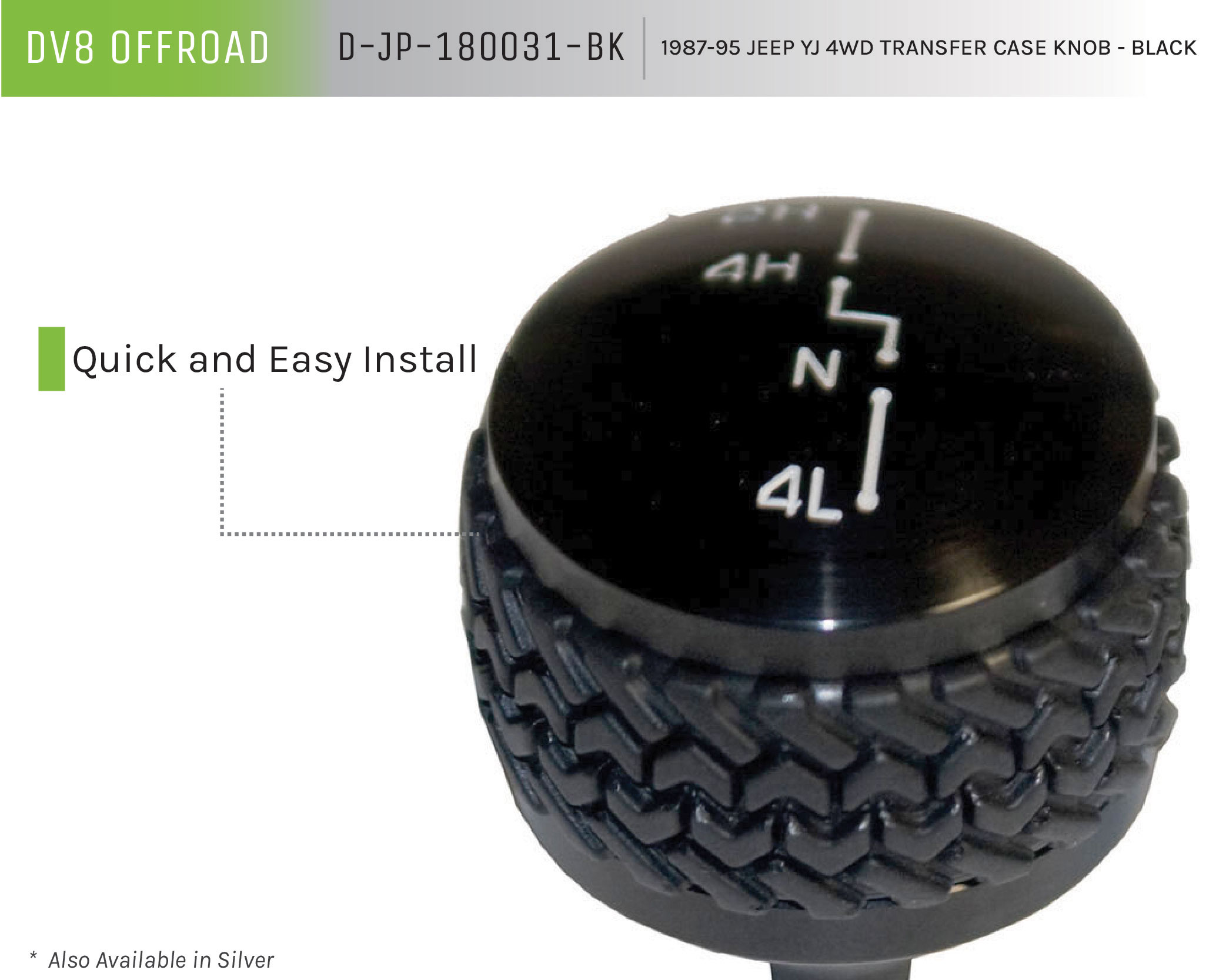 DV8 Offroad 4WD Transfer Case Knob; Black D-JP-180031-BK