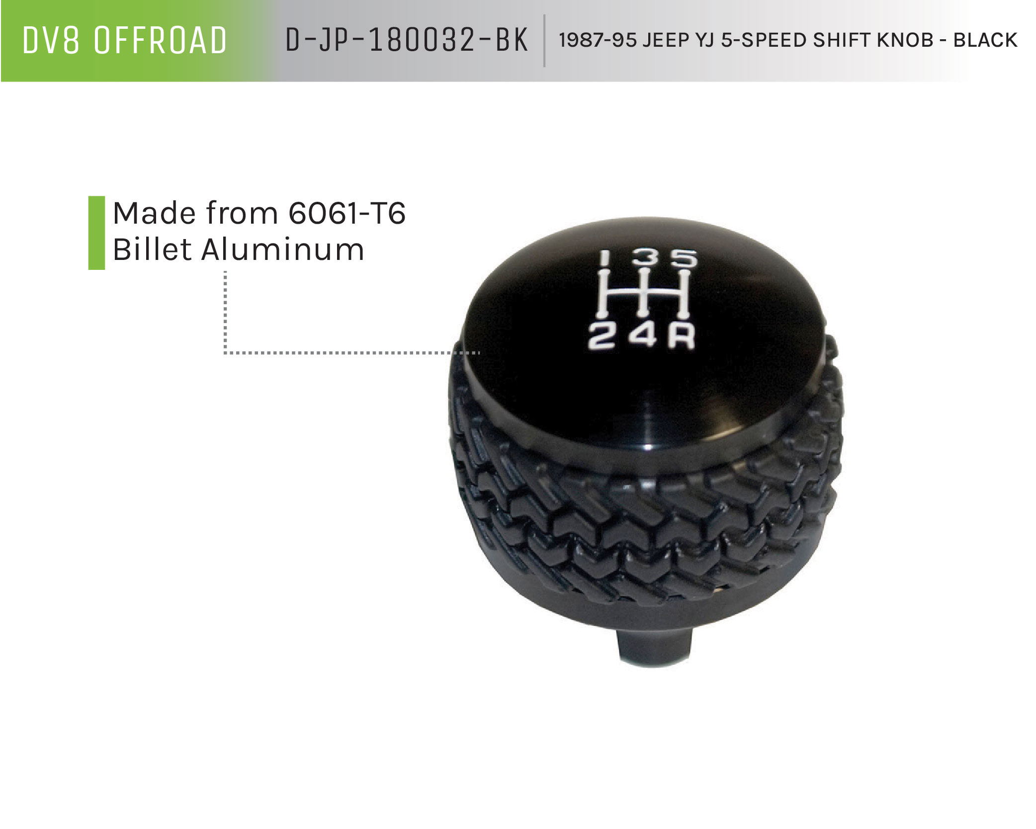 DV8 Offroad 5-Speed Shift Knob; Black D-JP-180032-BK