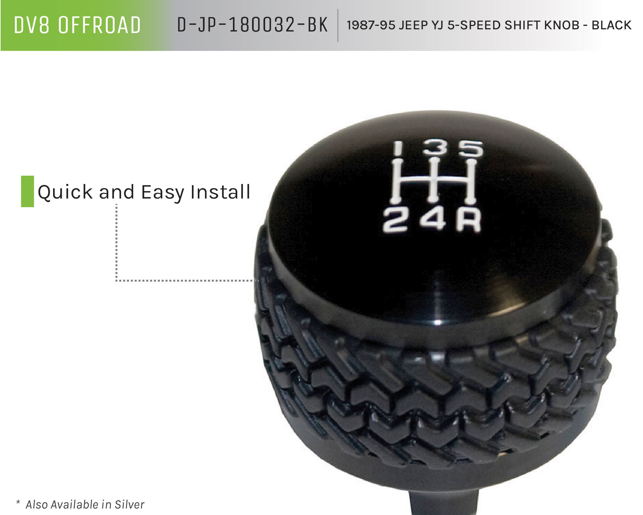 DV8 Offroad 5-Speed Shift Knob; Black D-JP-180032-BK