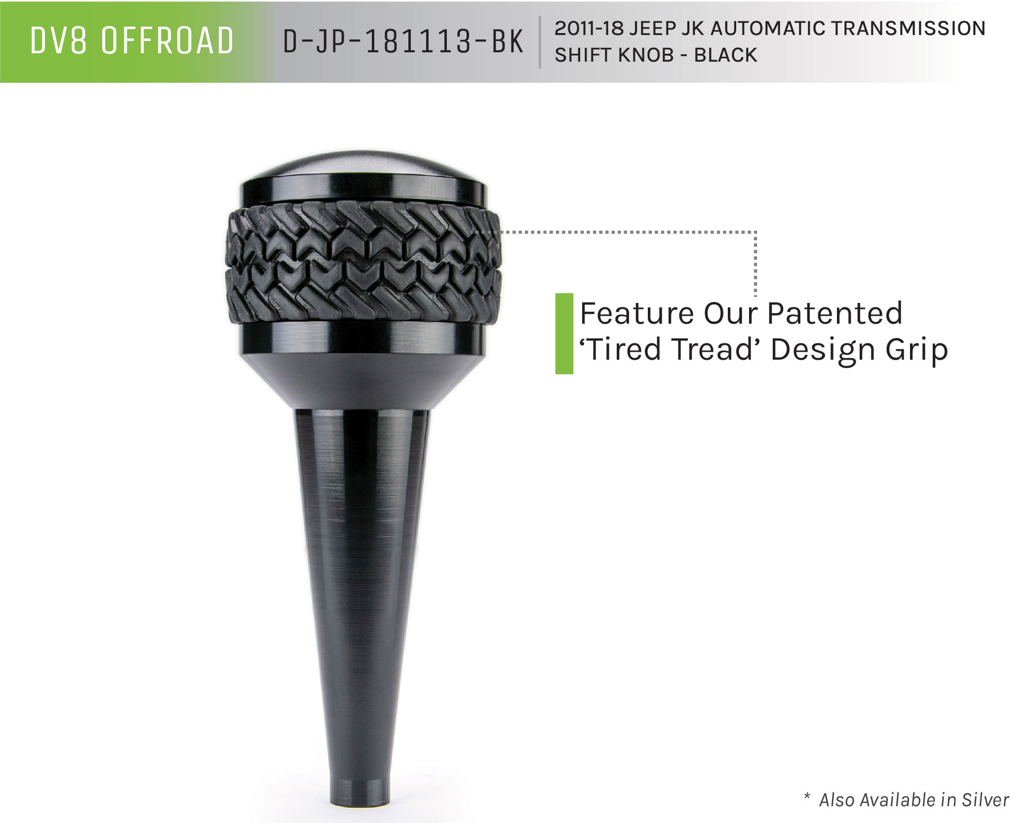 DV8 Offroad Auto Trans Shift Knob; Black D-JP-181113-BK