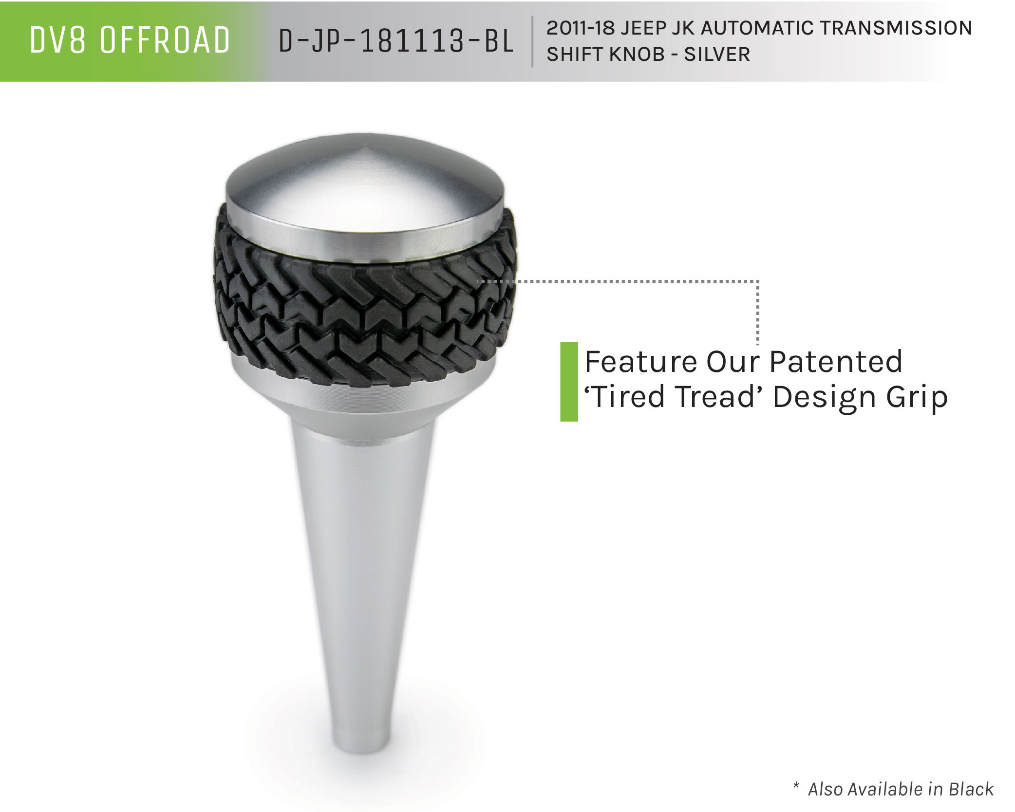 DV8 Offroad Auto Trans Shift Knob; Silver D-JP-181113-BL