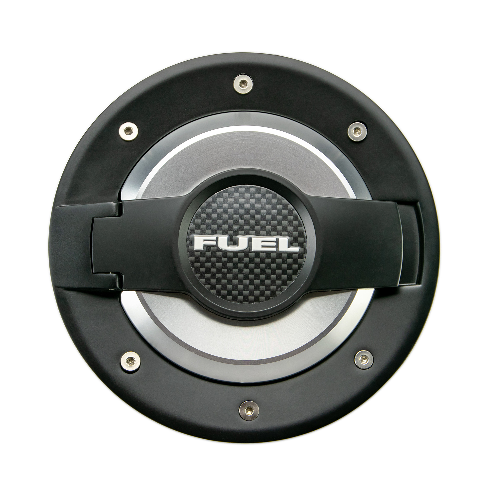 DV8 Offroad Fuel Door Assembly; Blk/Slvr D-JP-190004-BLK