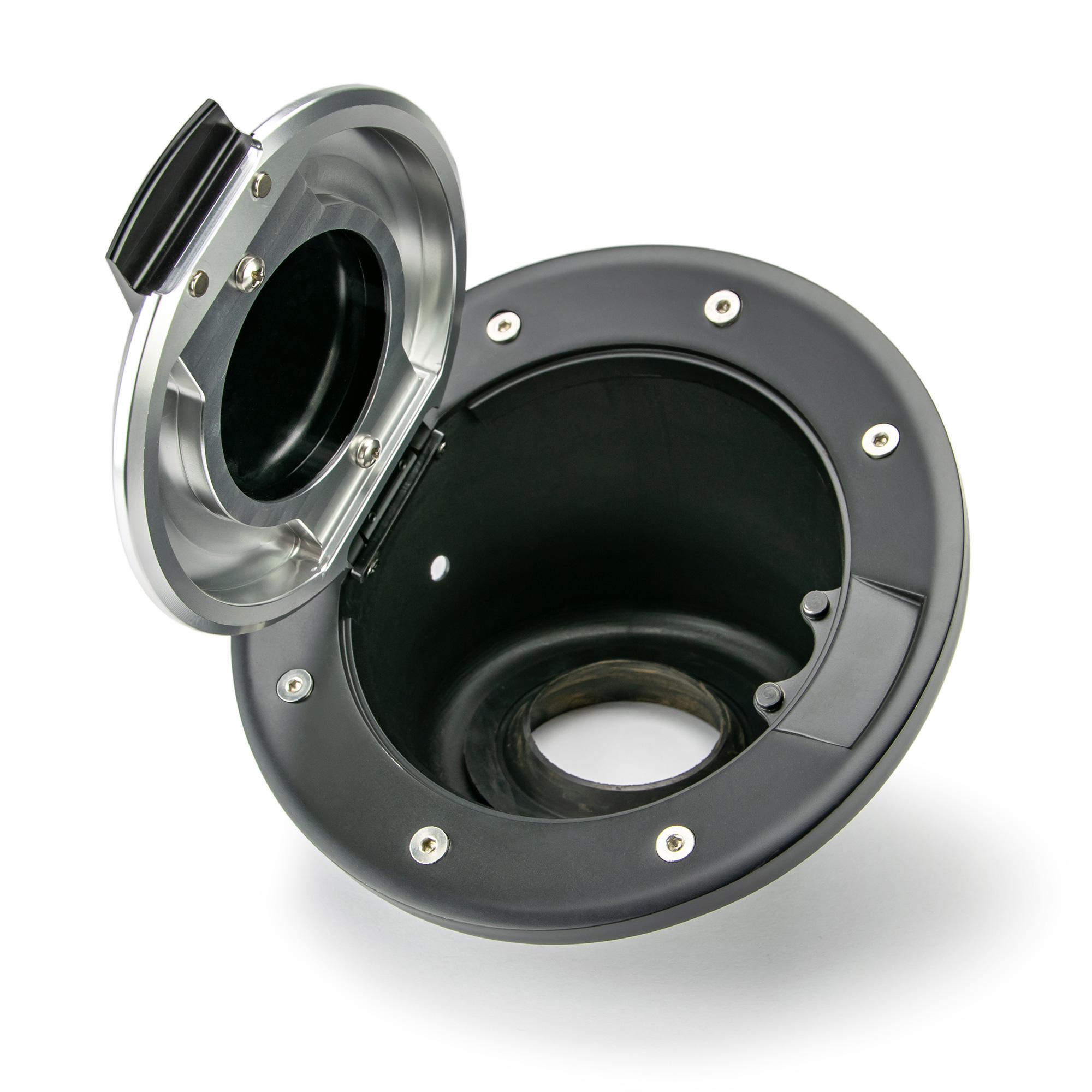 DV8 Offroad Fuel Door Assembly; Blk/Slvr D-JP-190004-BLK