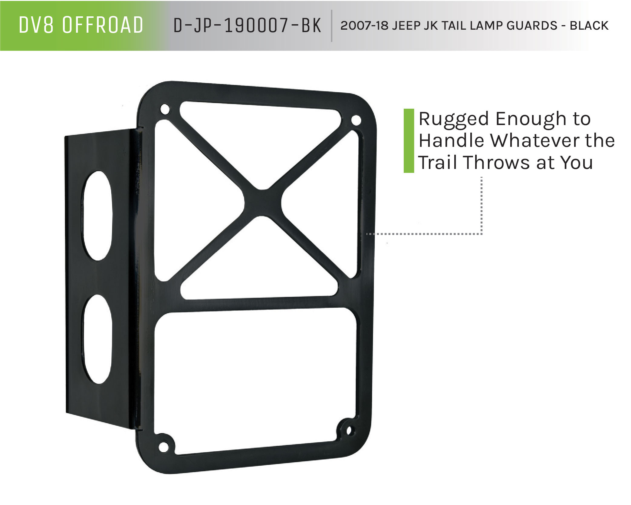 DV8 Offroad Tail Lamp Guard; Black; Pair D-JP-190007-BK