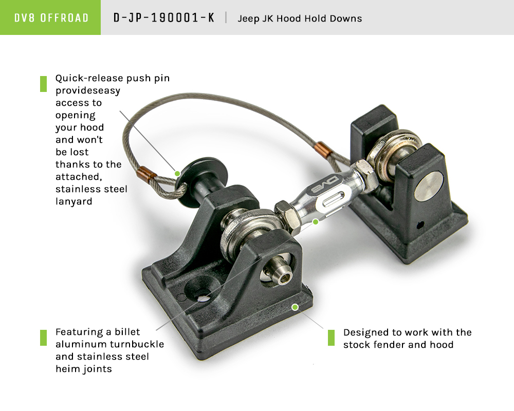 DV8 Offroad Hood Hold Down; Pair D-JP-190001-K