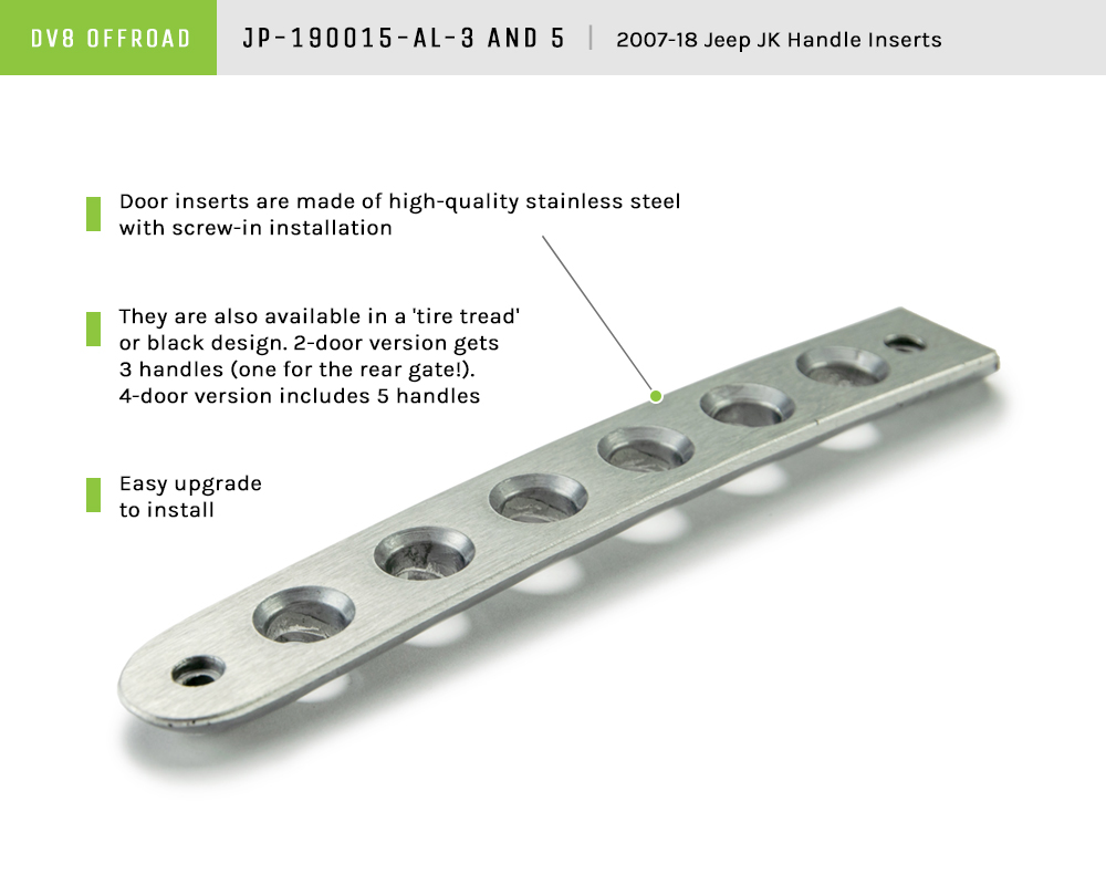DV8 Offroad Aluminum Door Handle Inserts; 3-Pieces D-JP-190015-AL-3
