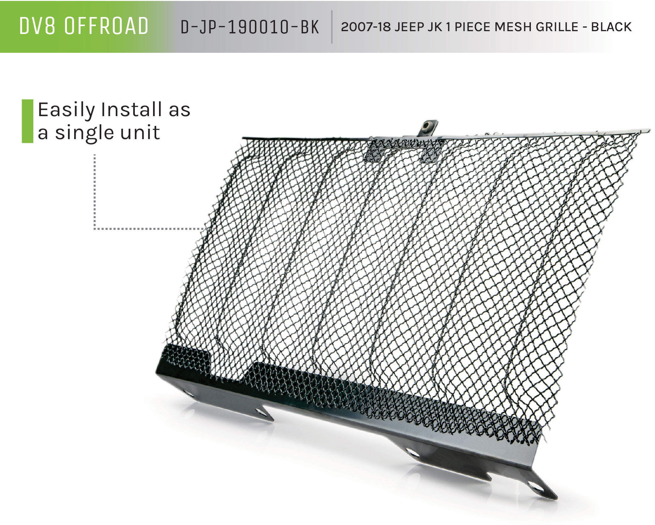 DV8 Offroad Mesh Grill; 1 Piece; Black D-JP-190010-BK