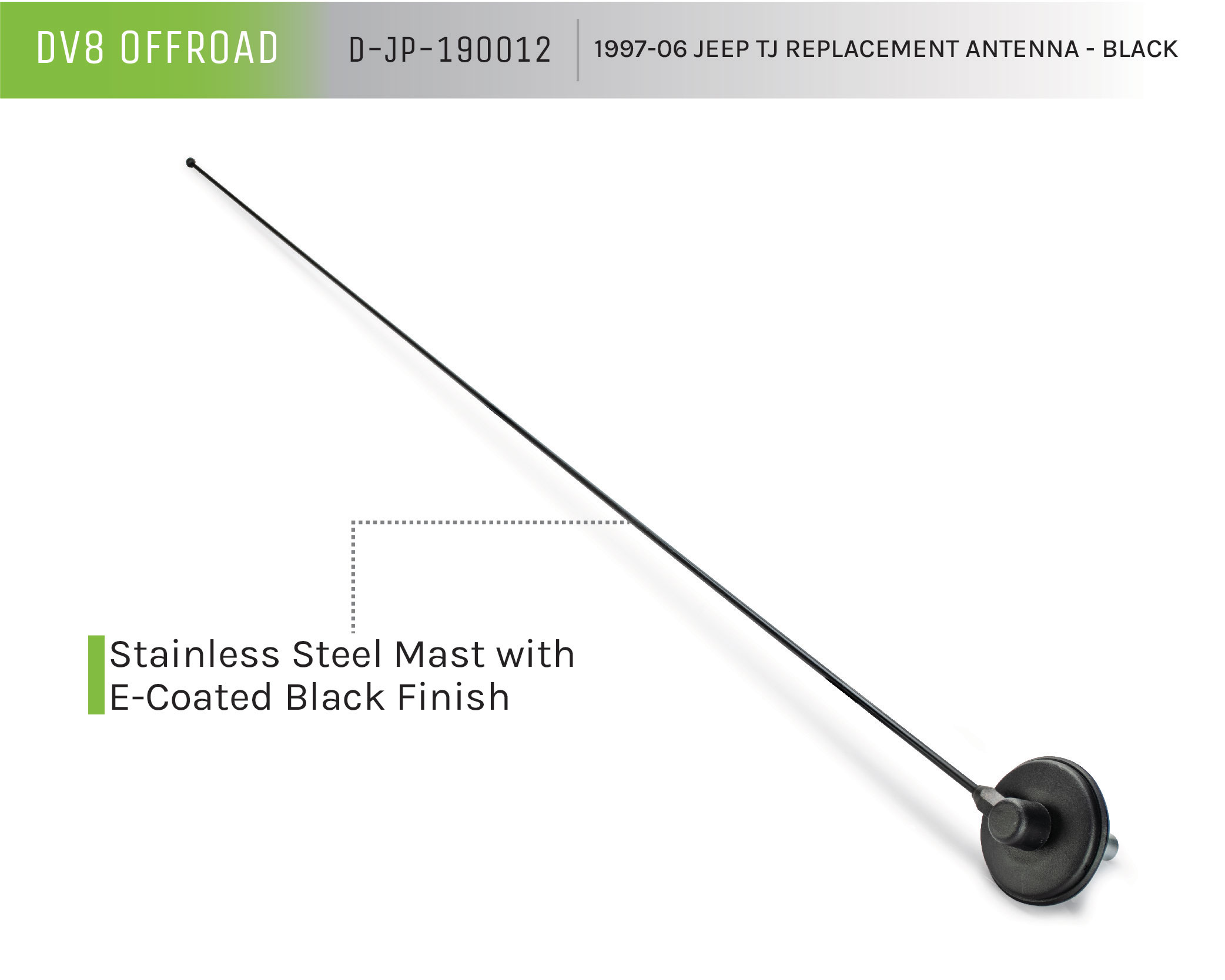 DV8 Offroad Replacement Antenna; Black D-JP-190012