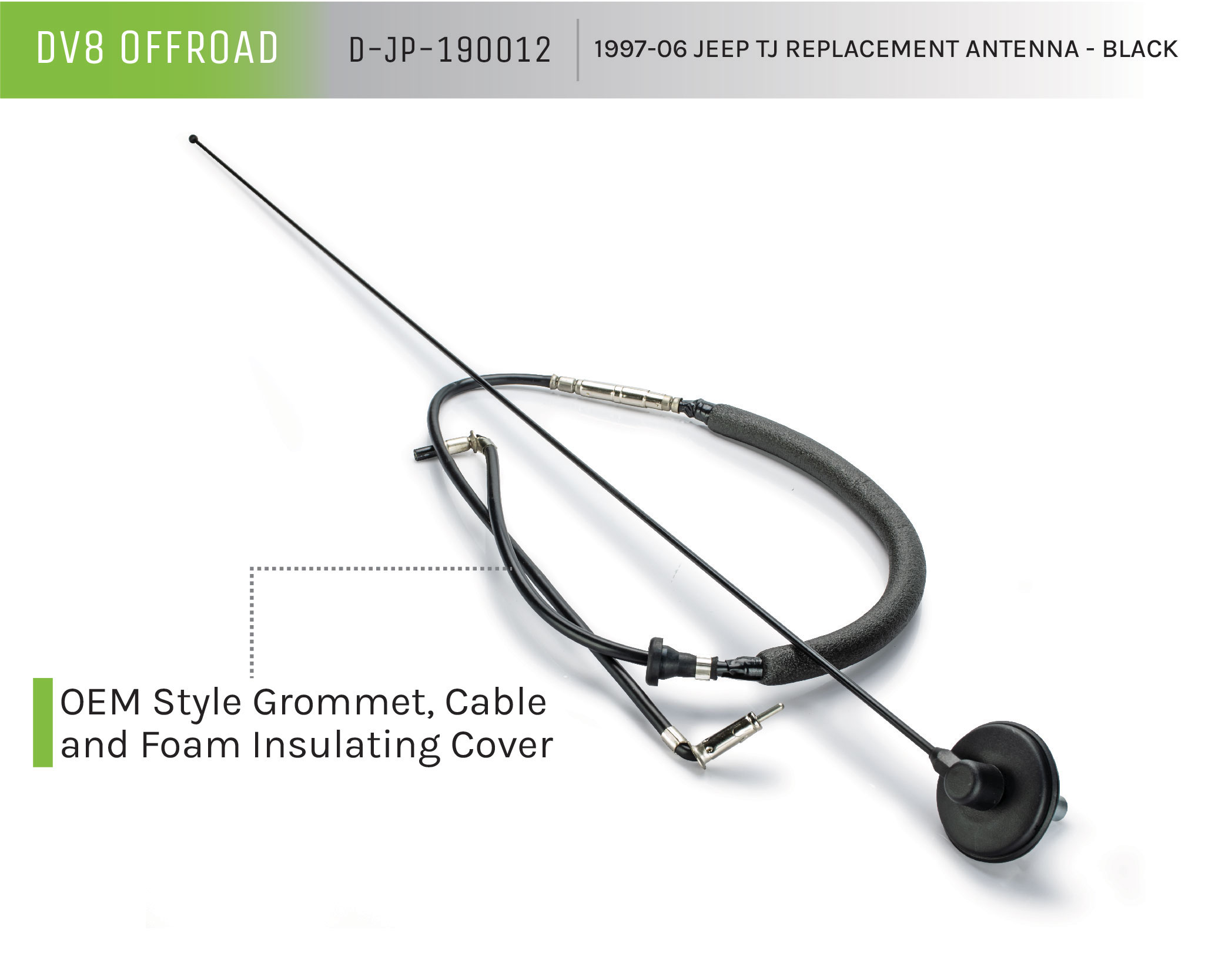 DV8 Offroad Replacement Antenna; Black D-JP-190012