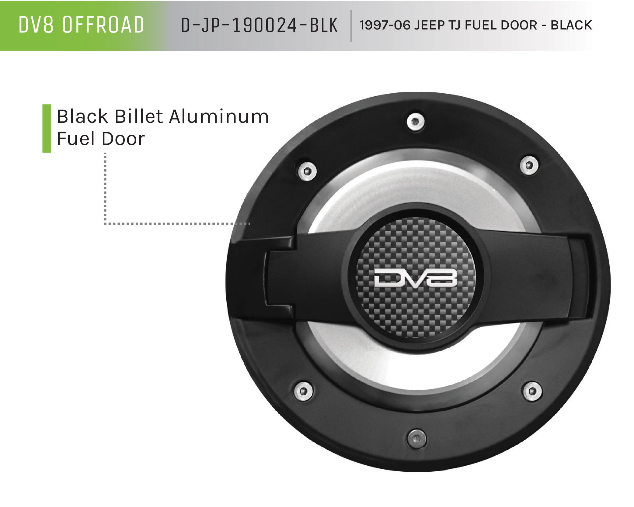 DV8 Offroad Fuel Door; Black D-JP-190024-BLK