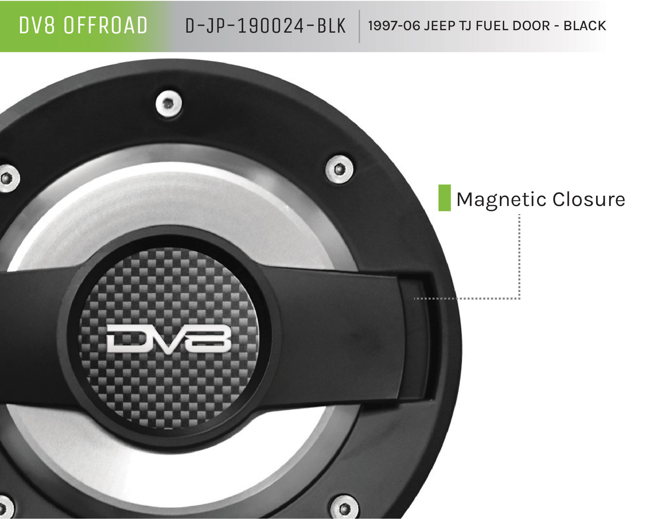 DV8 Offroad Fuel Door; Black D-JP-190024-BLK