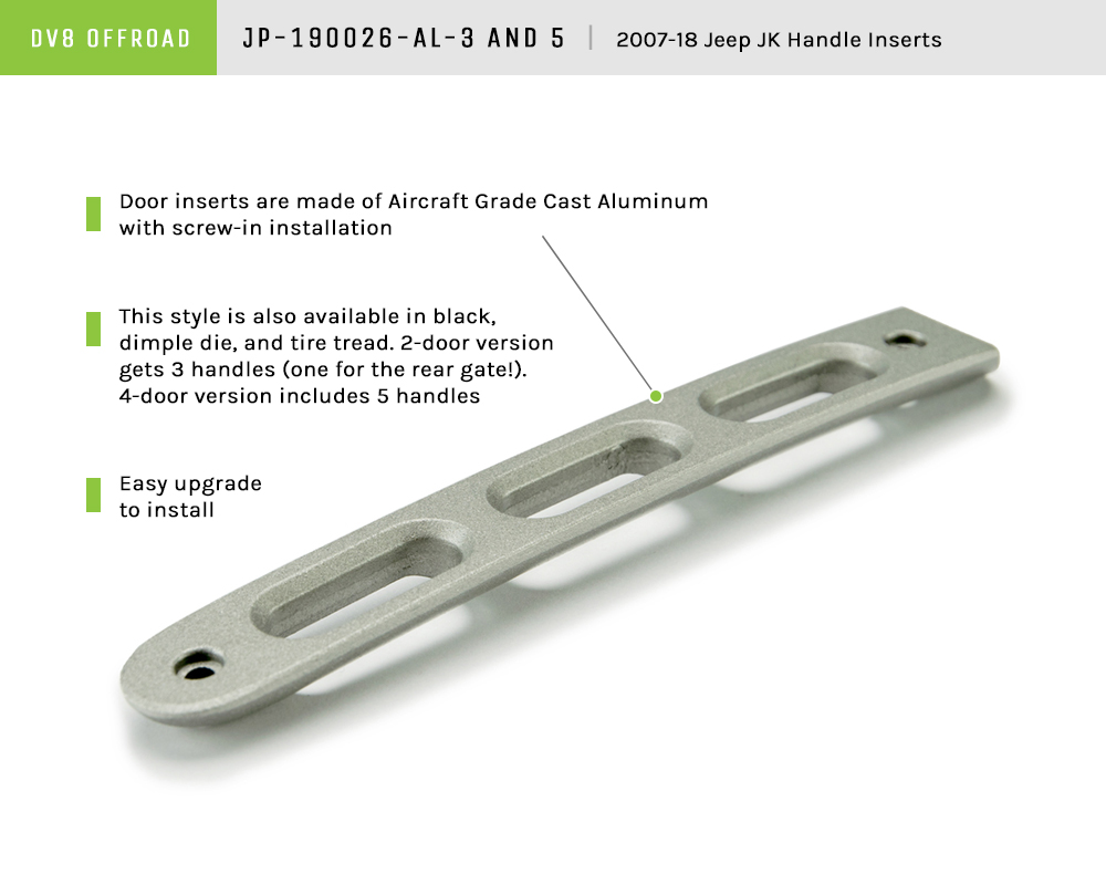 DV8 Offroad Silver Slot Door Handle Insert; 3-Pieces D-JP-190026-AL-3