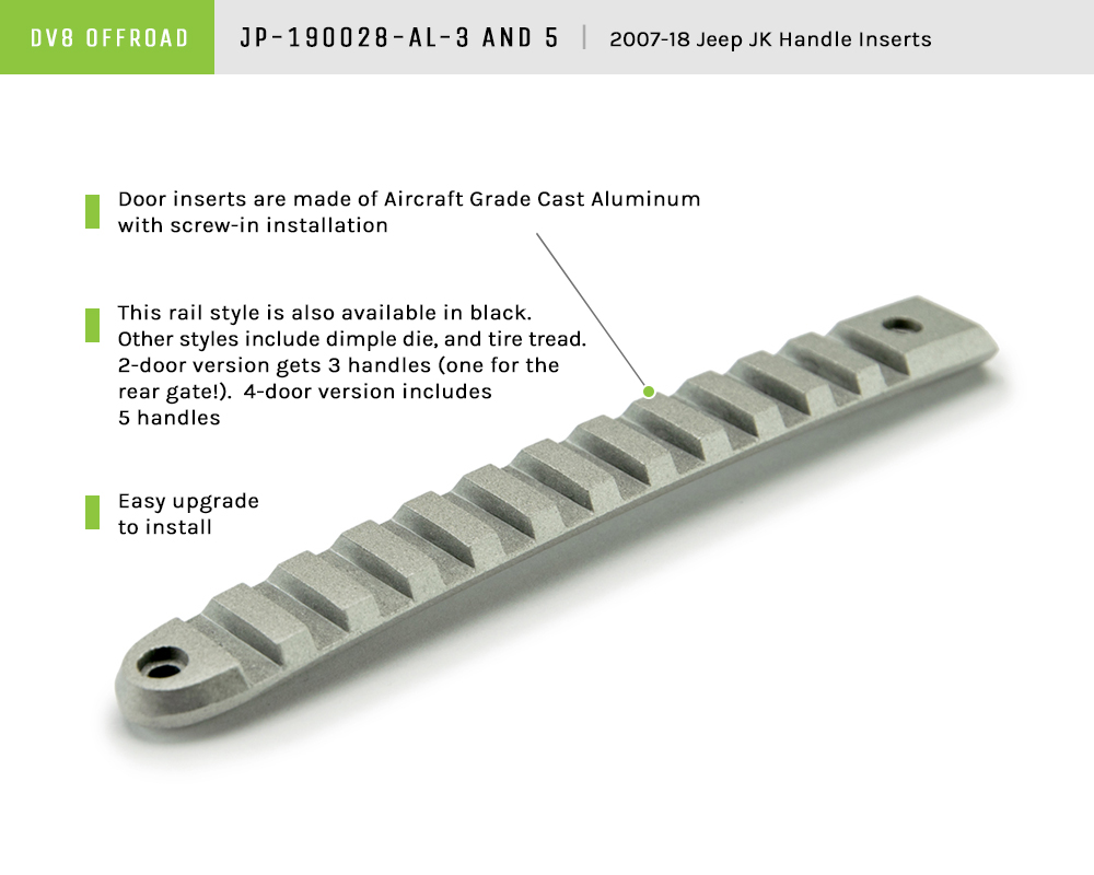 DV8 Offroad Silver Rail Door Handle Insert; 3-Pieces D-JP-190028-AL-3