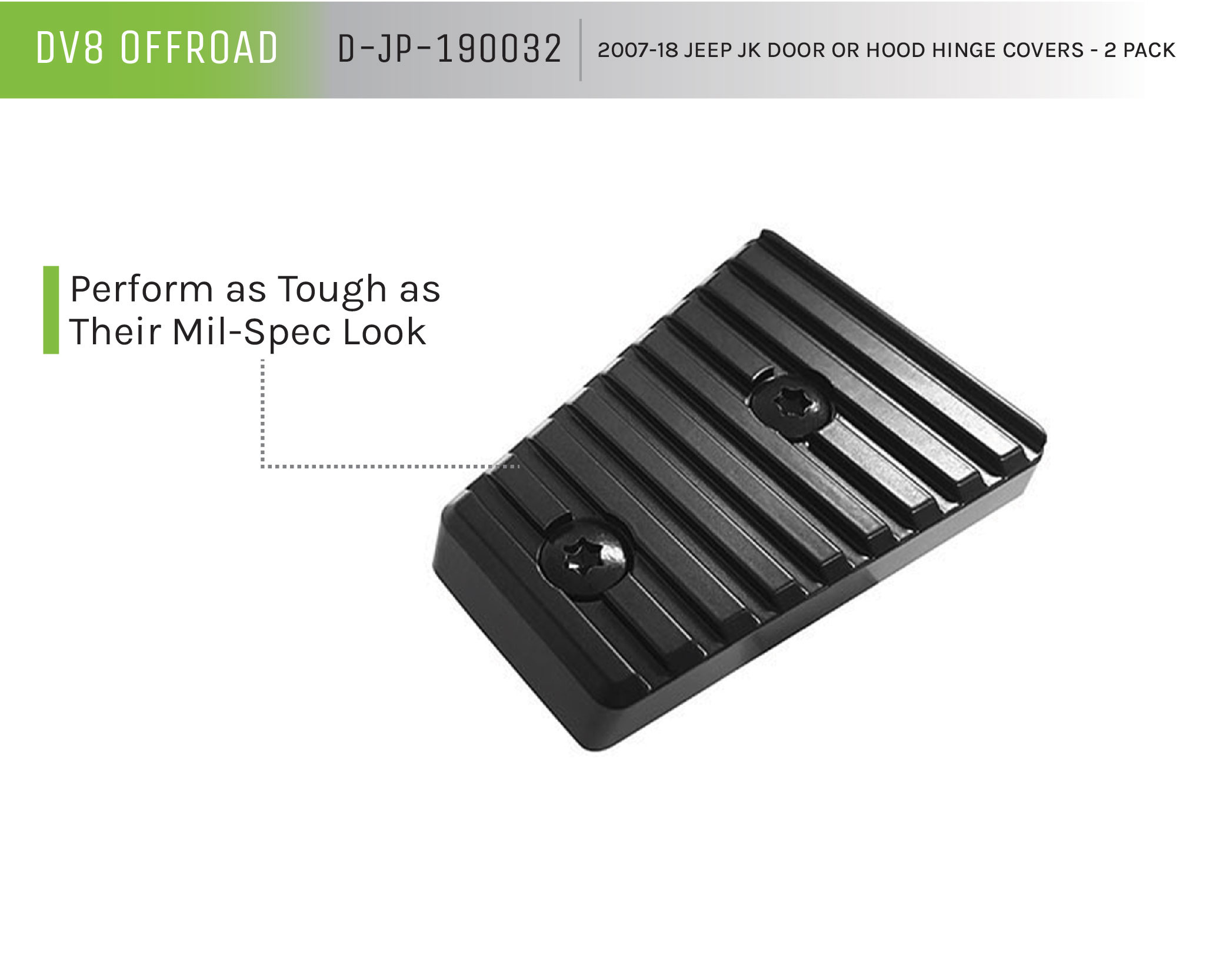 DV8 Offroad Door Or Hood Hinge Covers; 2-Pieces D-JP-190032